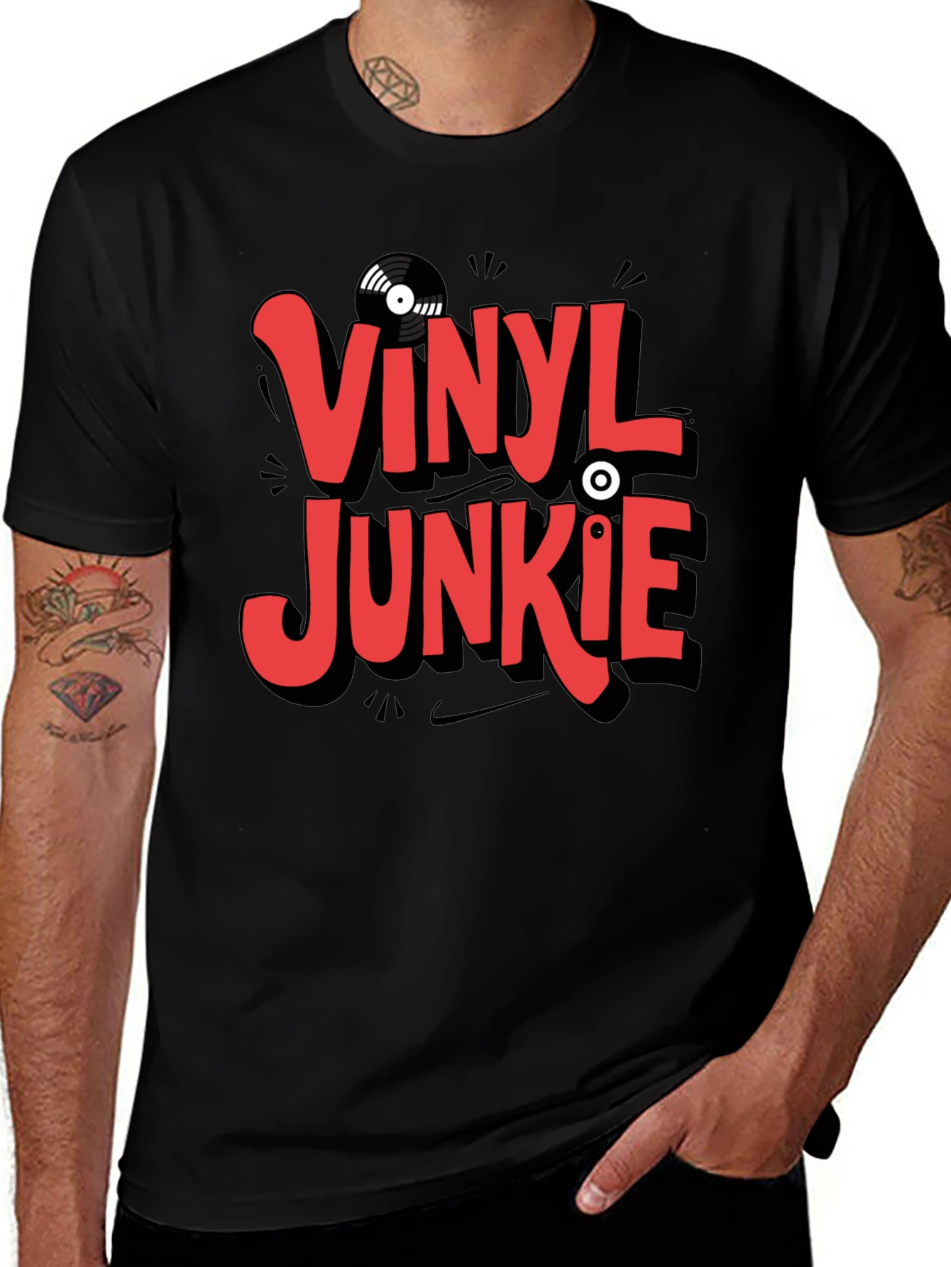 Vinyl Junkie Graphic T-Shirt - Black