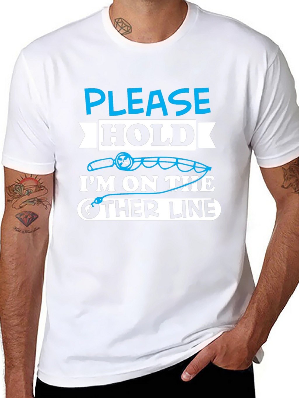 Fishing Humor T-Shirt - Please Hold Other Line