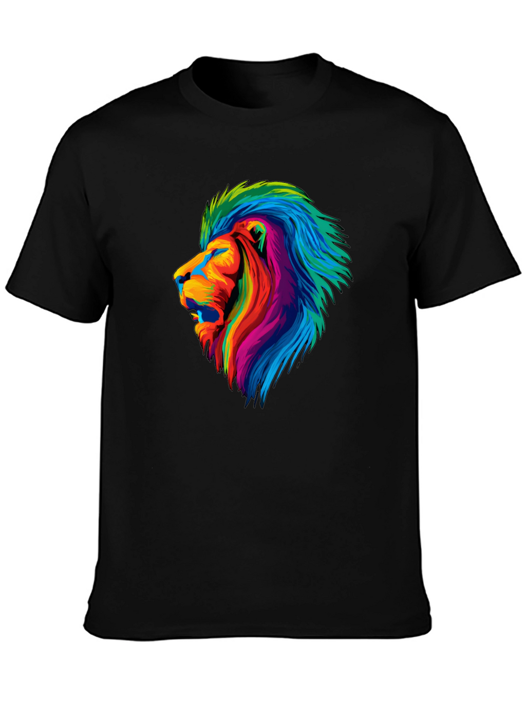 Vibrant Lion Graphic Tee - Mens Black T-Shirt