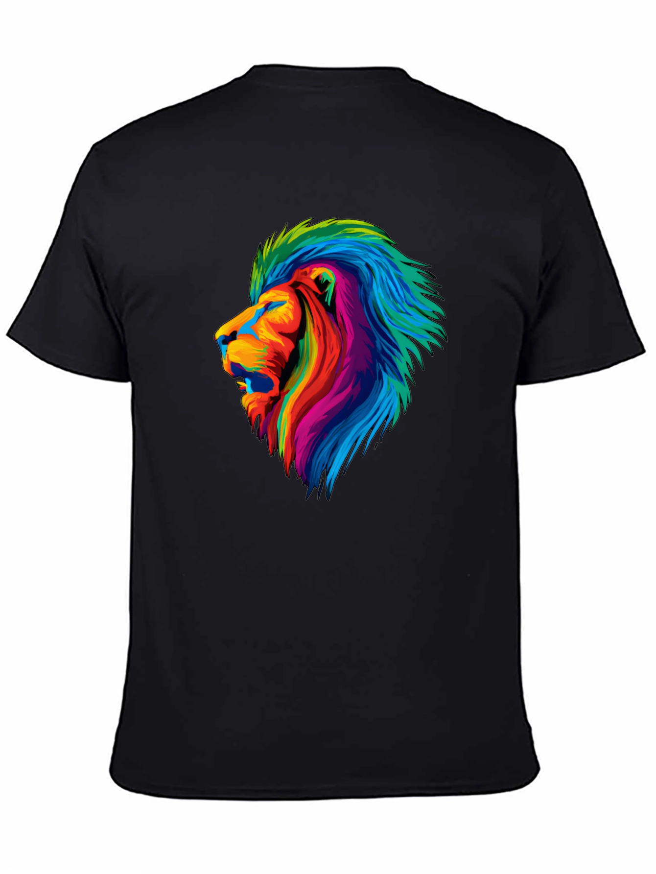 Vibrant Lion Graphic Tee - Mens Black T-Shirt