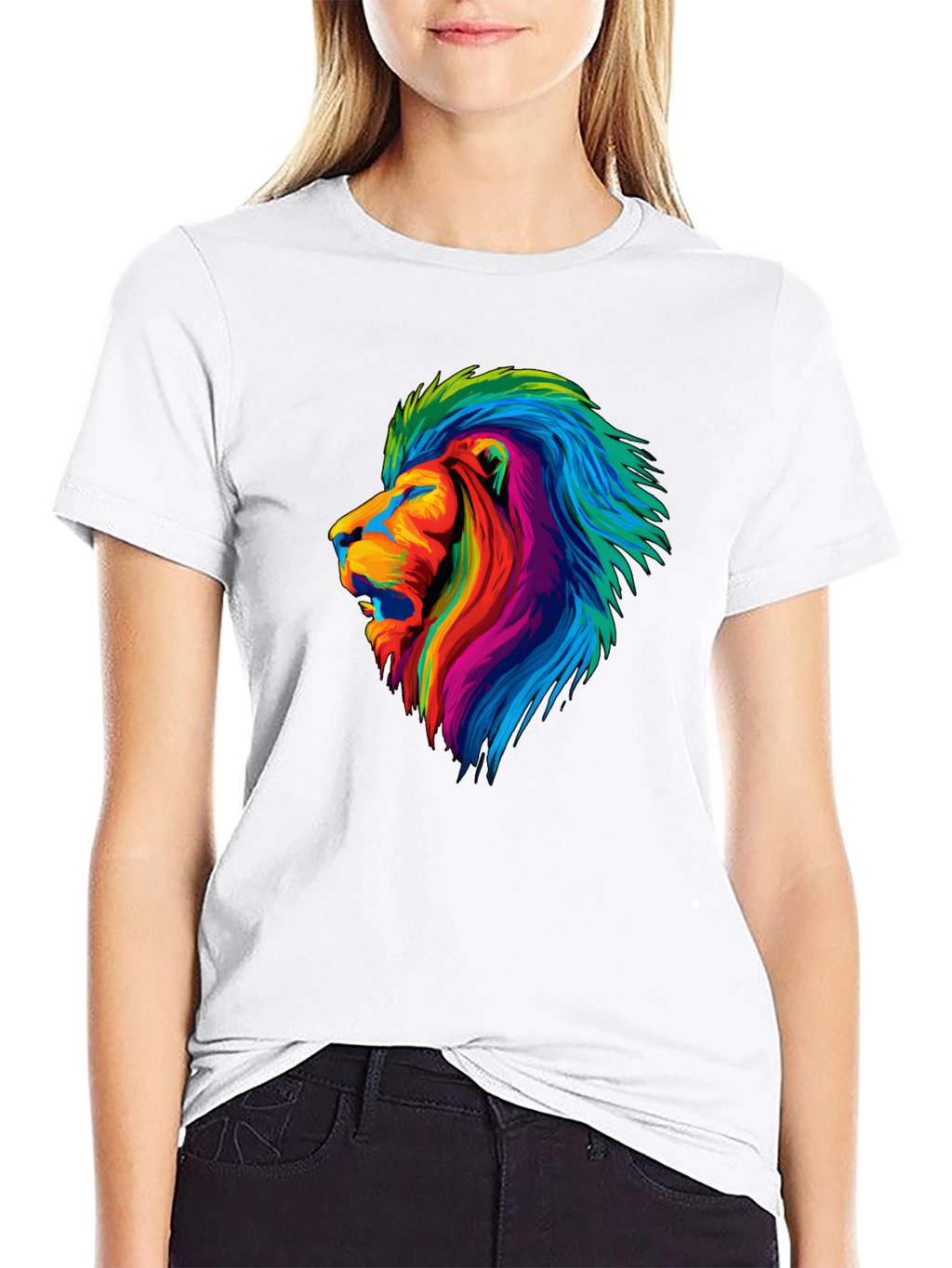 Vibrant Lion Graphic Tee - Mens Black T-Shirt
