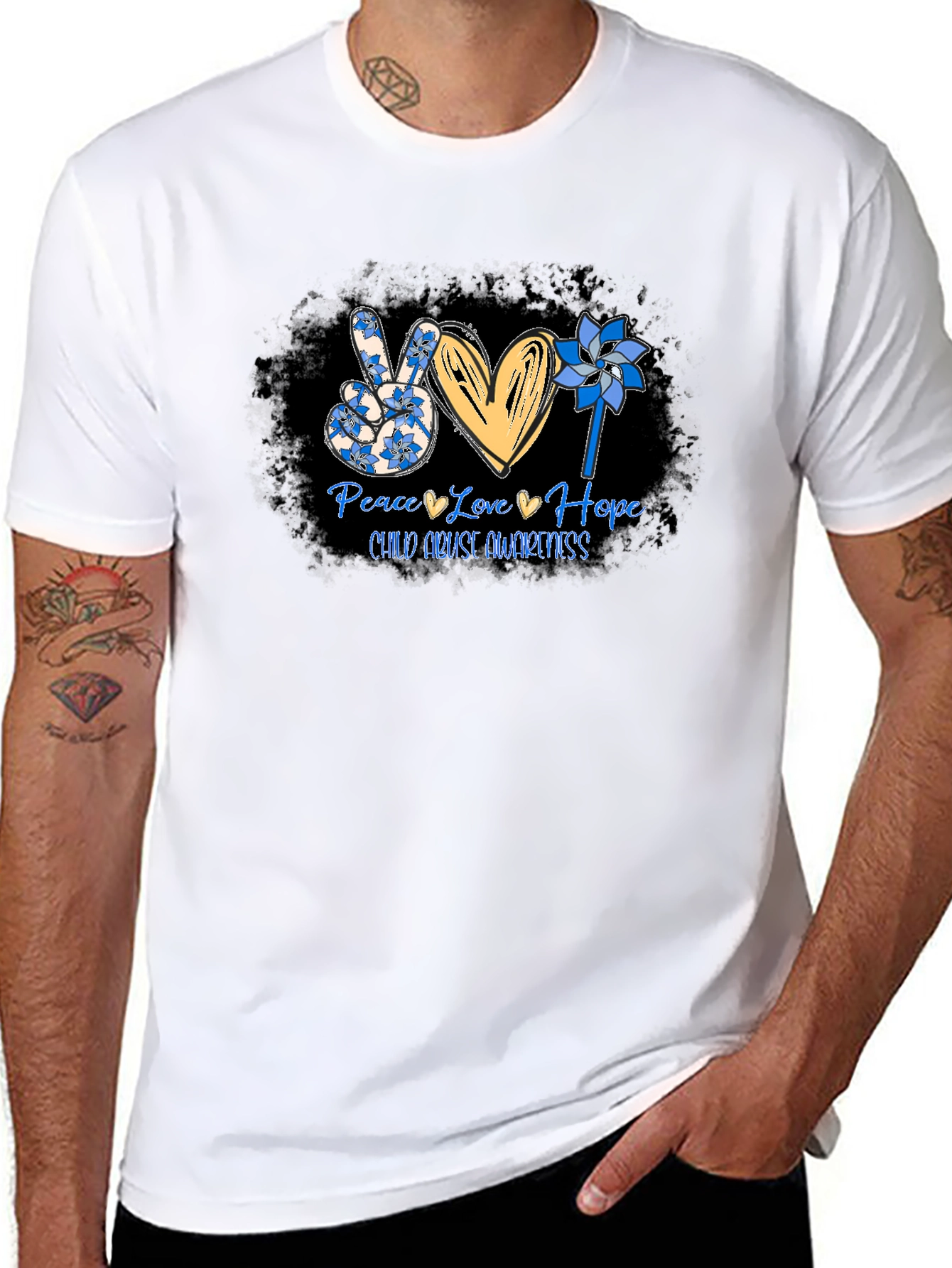 Peace Love Hope Child Abuse Awareness T-Shirt