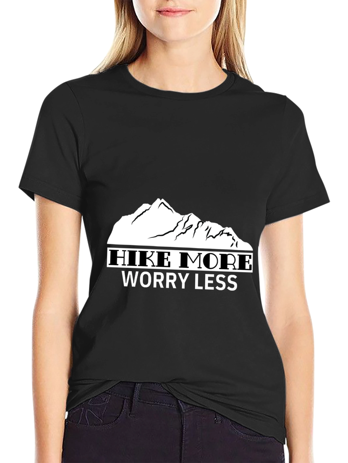 Hike More Worry Less Black T-Shirt