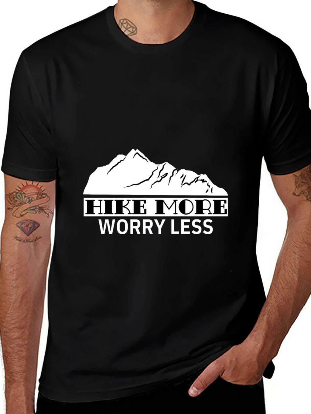 Hike More Worry Less Black T-Shirt