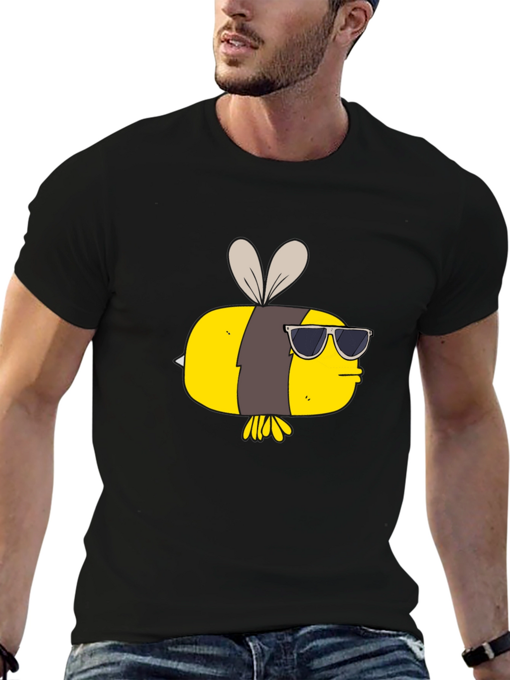 Cool Bee Graphic Tee - Black Cotton T-Shirt