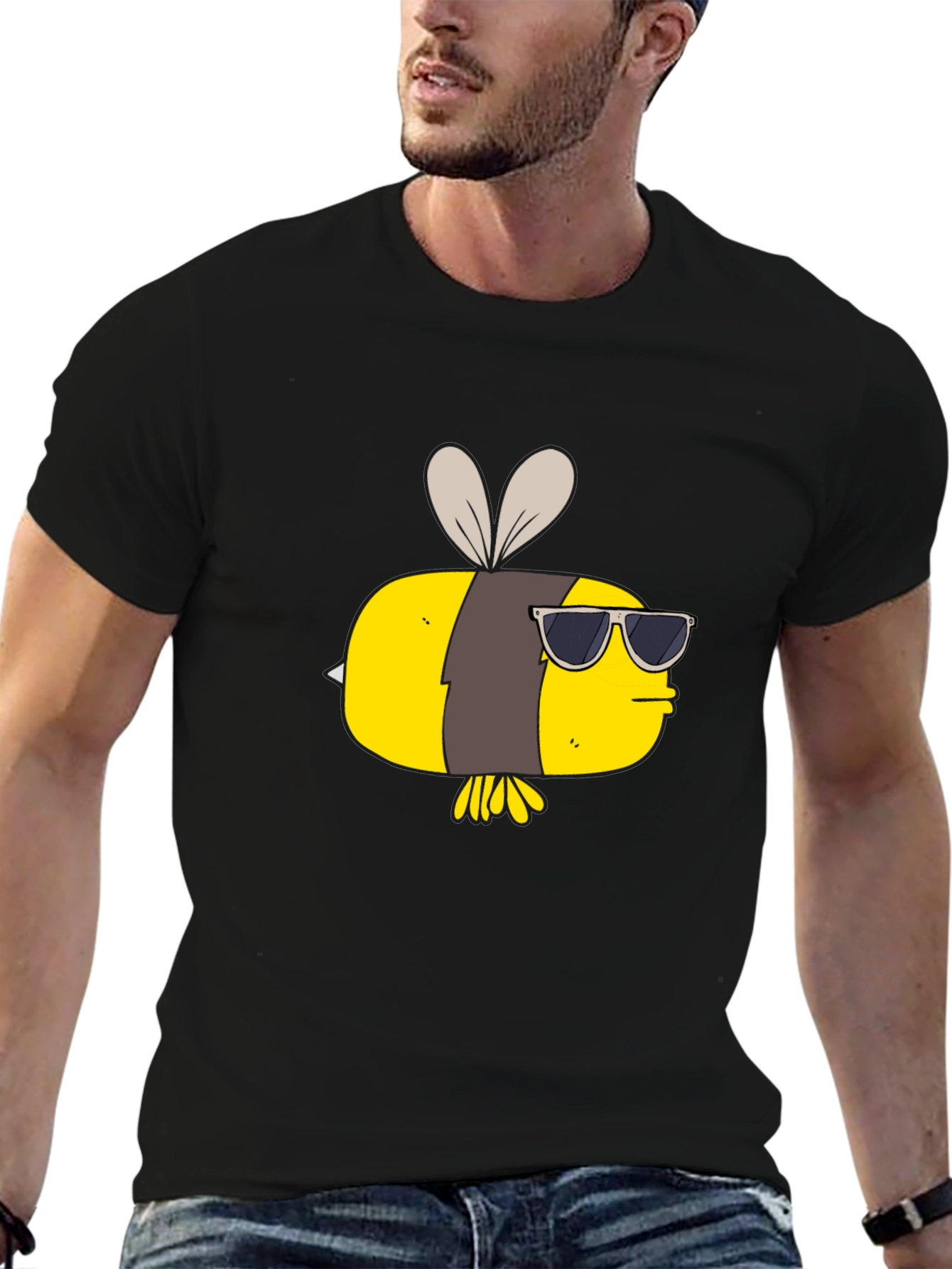 Cool Bee Graphic Tee - Black Cotton T-Shirt