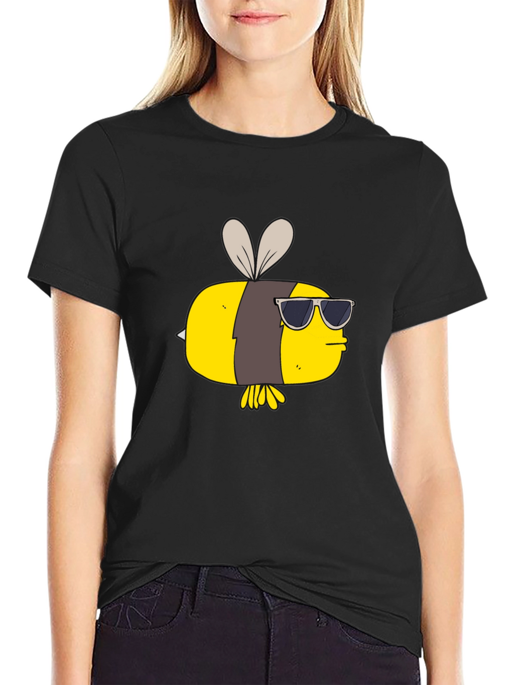 Cool Bee Graphic Tee - Black Cotton T-Shirt