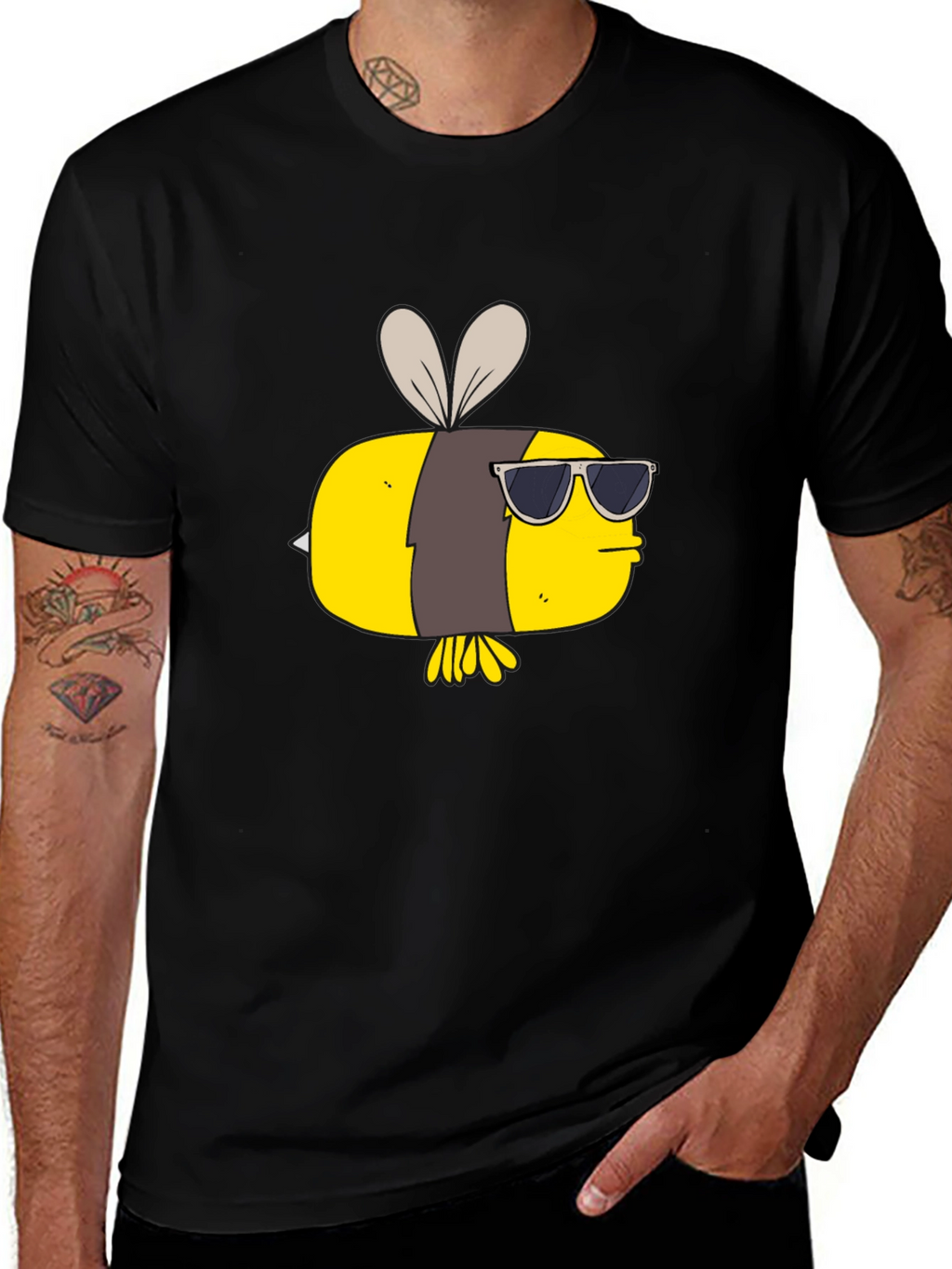 Cool Bee Graphic Tee - Black Cotton T-Shirt