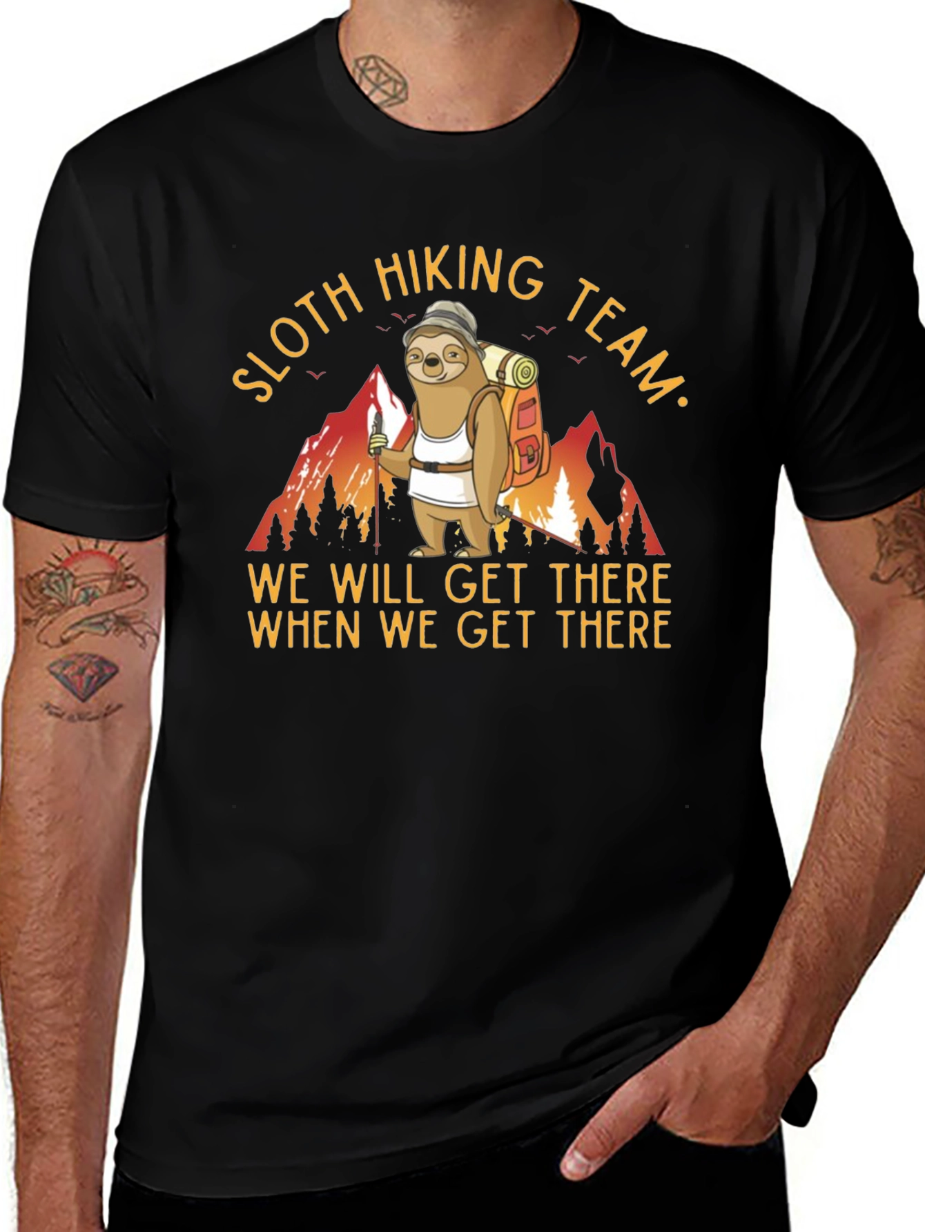 Sloth Hiking Team T-Shirt Funny Animal Tee