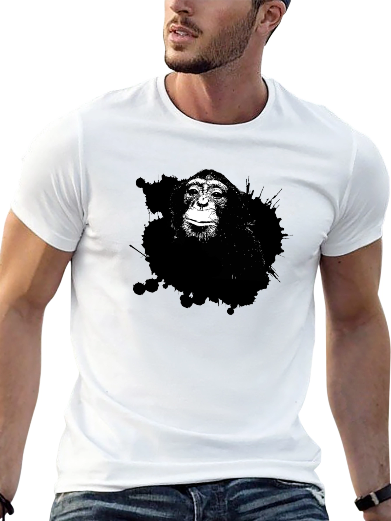 Monkey Graphic Tee - Black Cotton T-Shirt