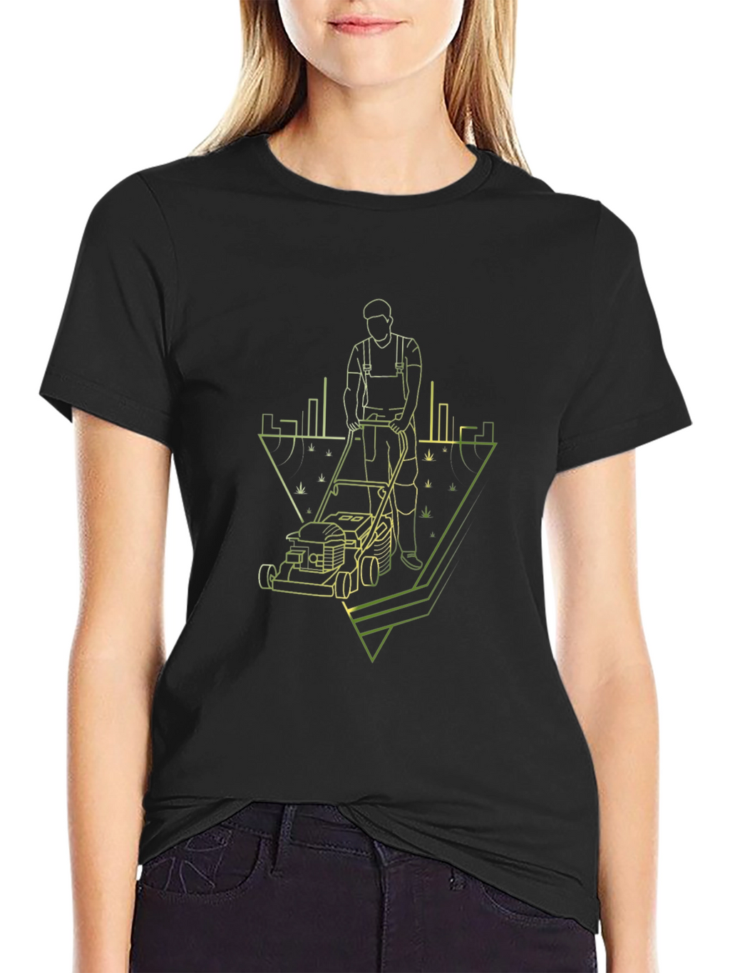 Lawn Care T-Shirt: Modern Geometric Gardener Design