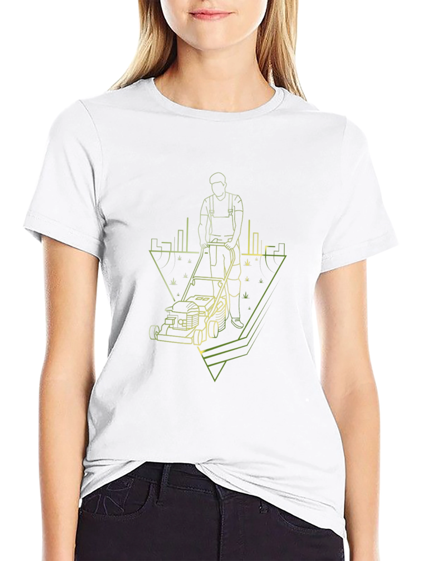 Lawn Care T-Shirt: Modern Geometric Gardener Design