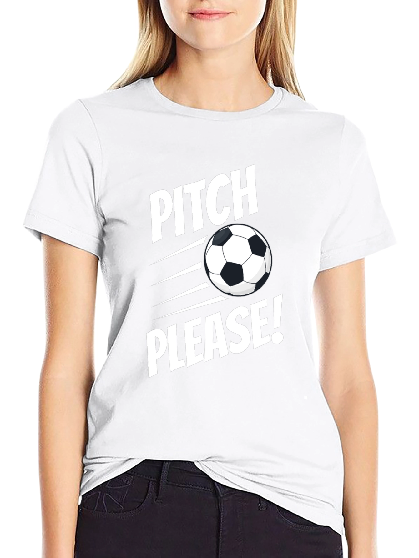 Pitch Please Soccer Graphic Tee - Black Cotton Shirt