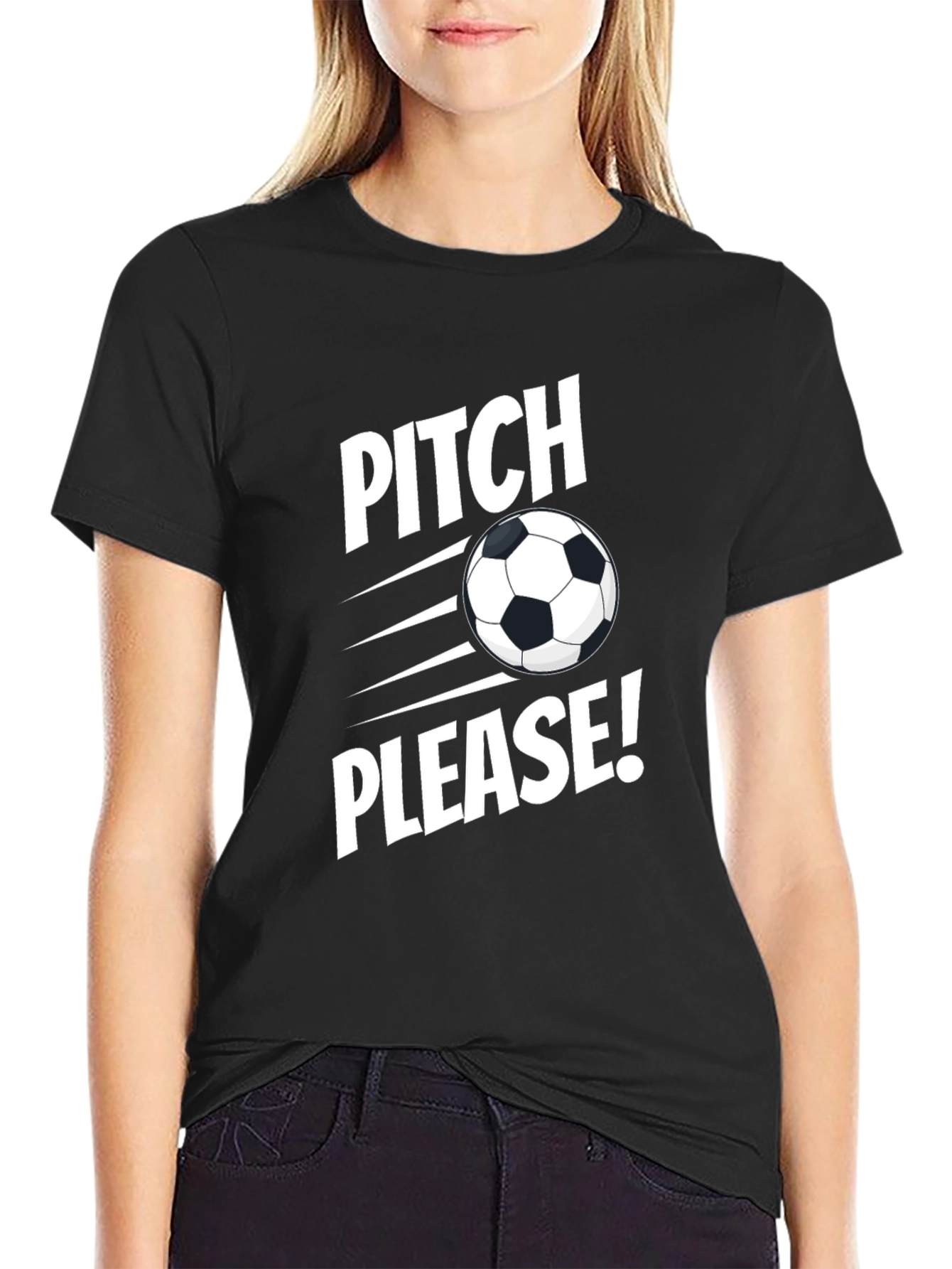Pitch Please Soccer Graphic Tee - Black Cotton Shirt