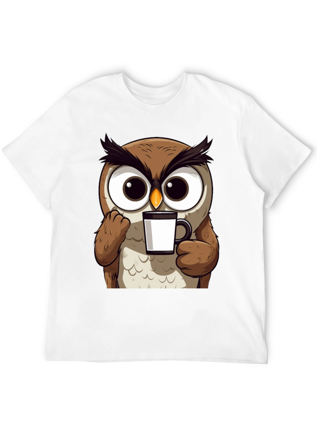 Owl Coffee T-Shirt - Cute Cartoon Bird Tee