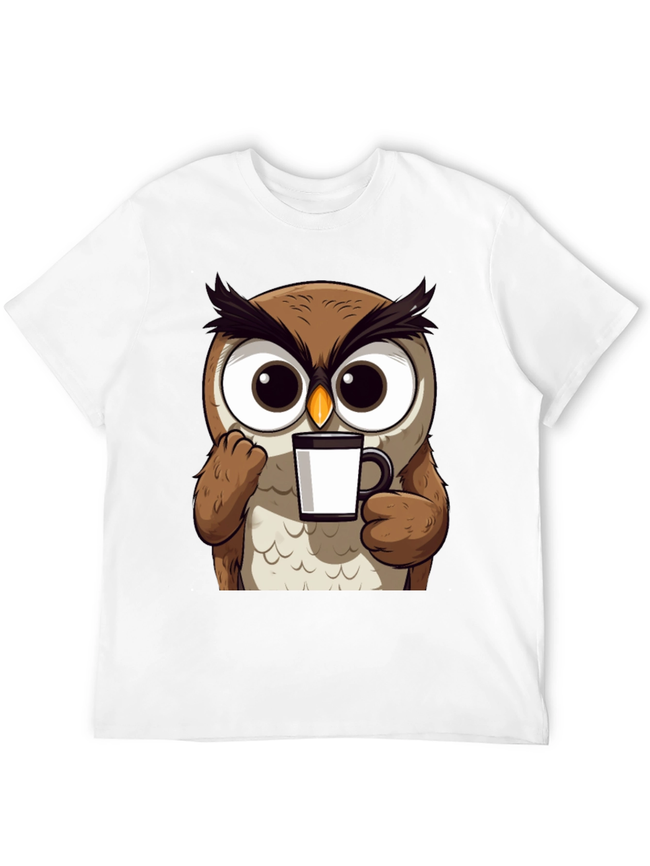 Owl Coffee T-Shirt - Cute Cartoon Bird Tee