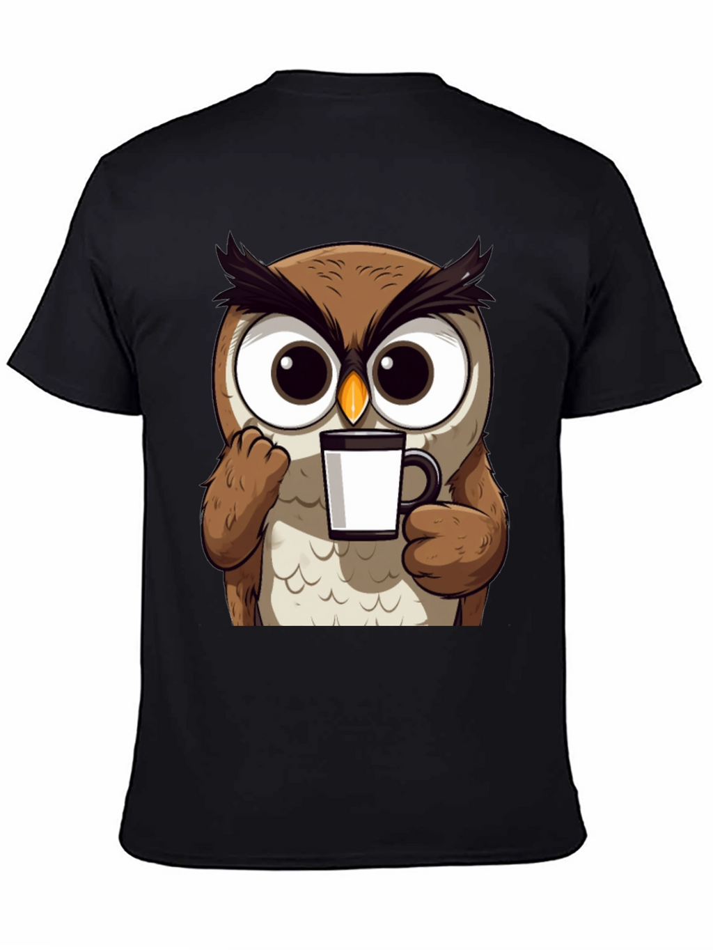 Owl Coffee T-Shirt - Cute Cartoon Bird Tee