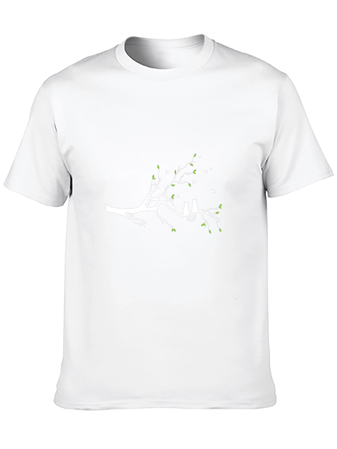 Cute Cat Couple Tree Branch Graphic T-Shirt