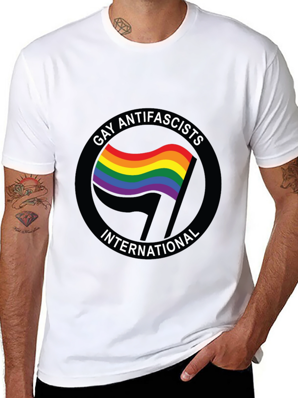 Gay Antifascists International Black T-Shirt
