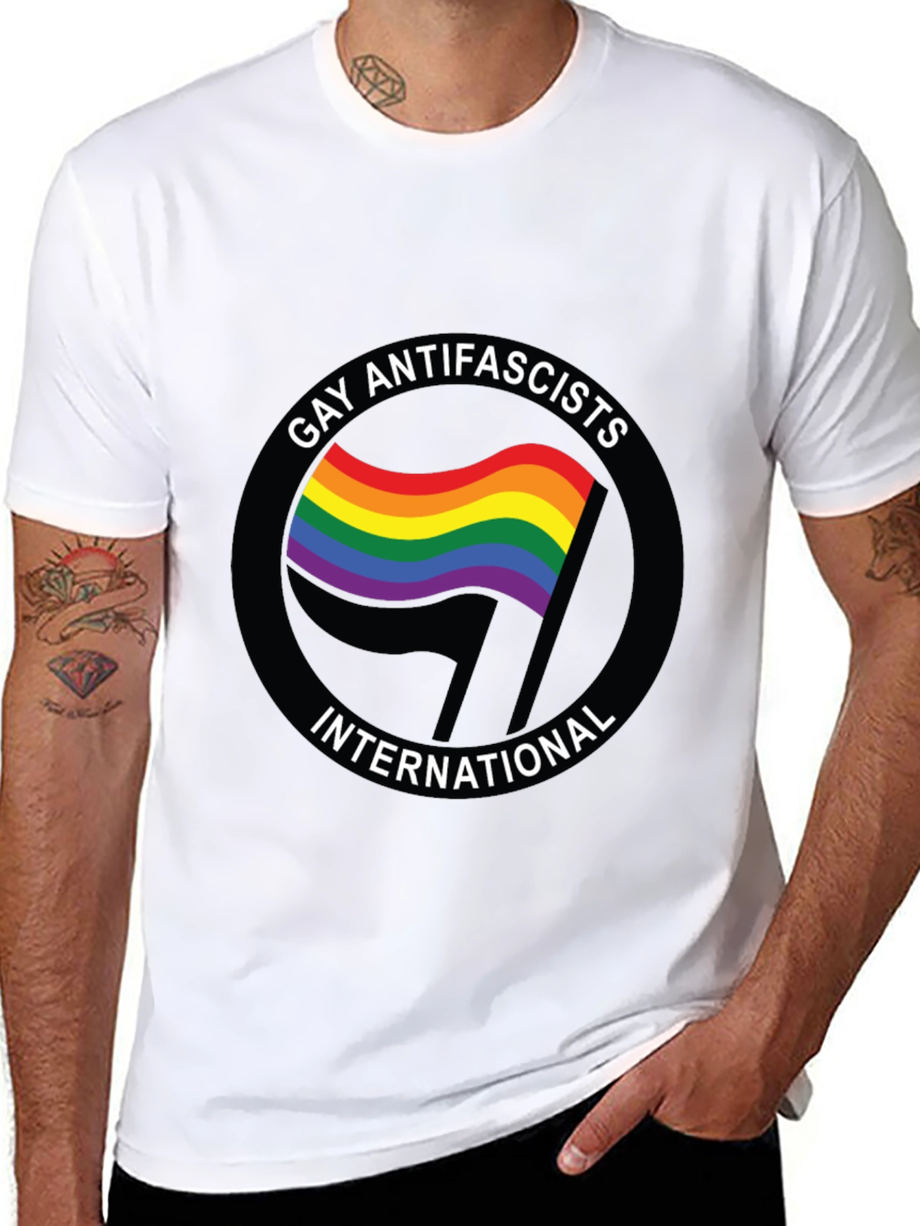 Gay Antifascists International Black T-Shirt