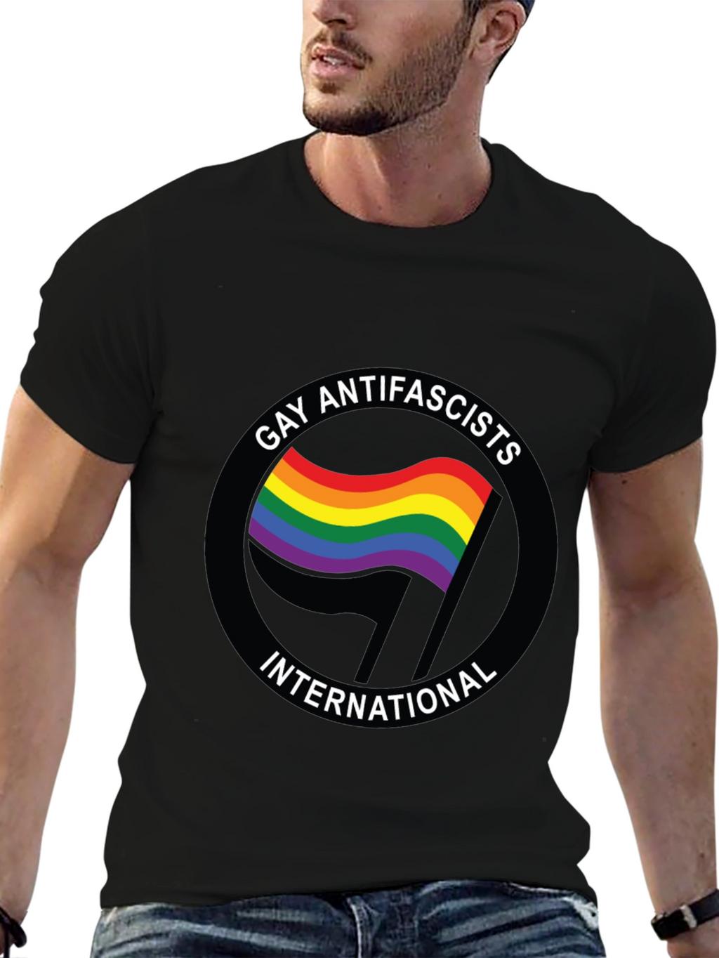 Gay Antifascists International Black T-Shirt