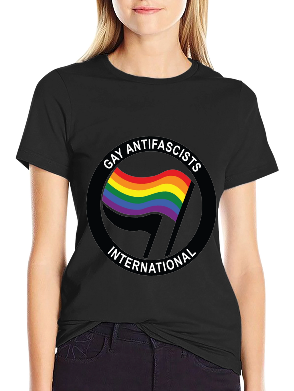 Gay Antifascists International Black T-Shirt