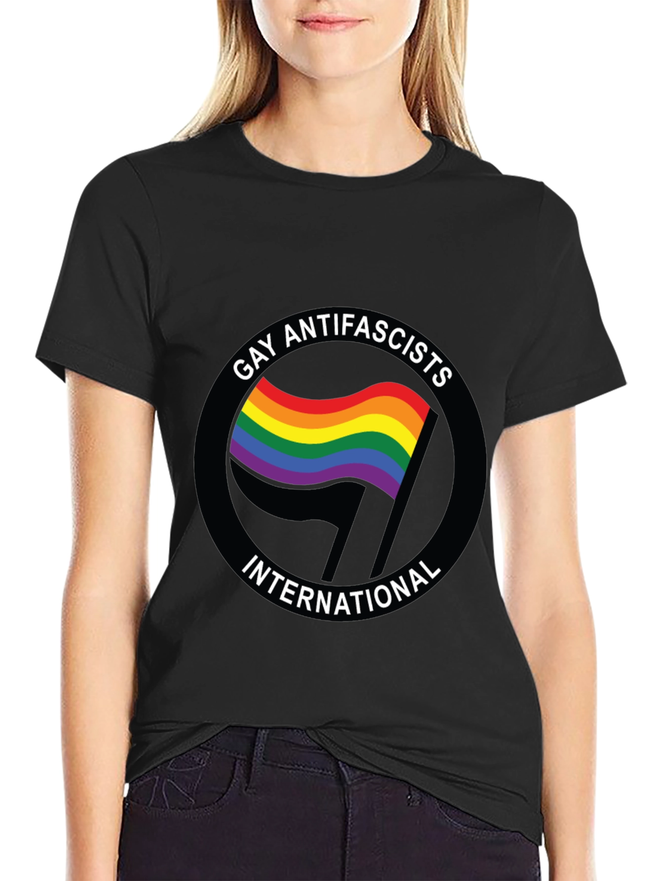 Gay Antifascists International Black T-Shirt
