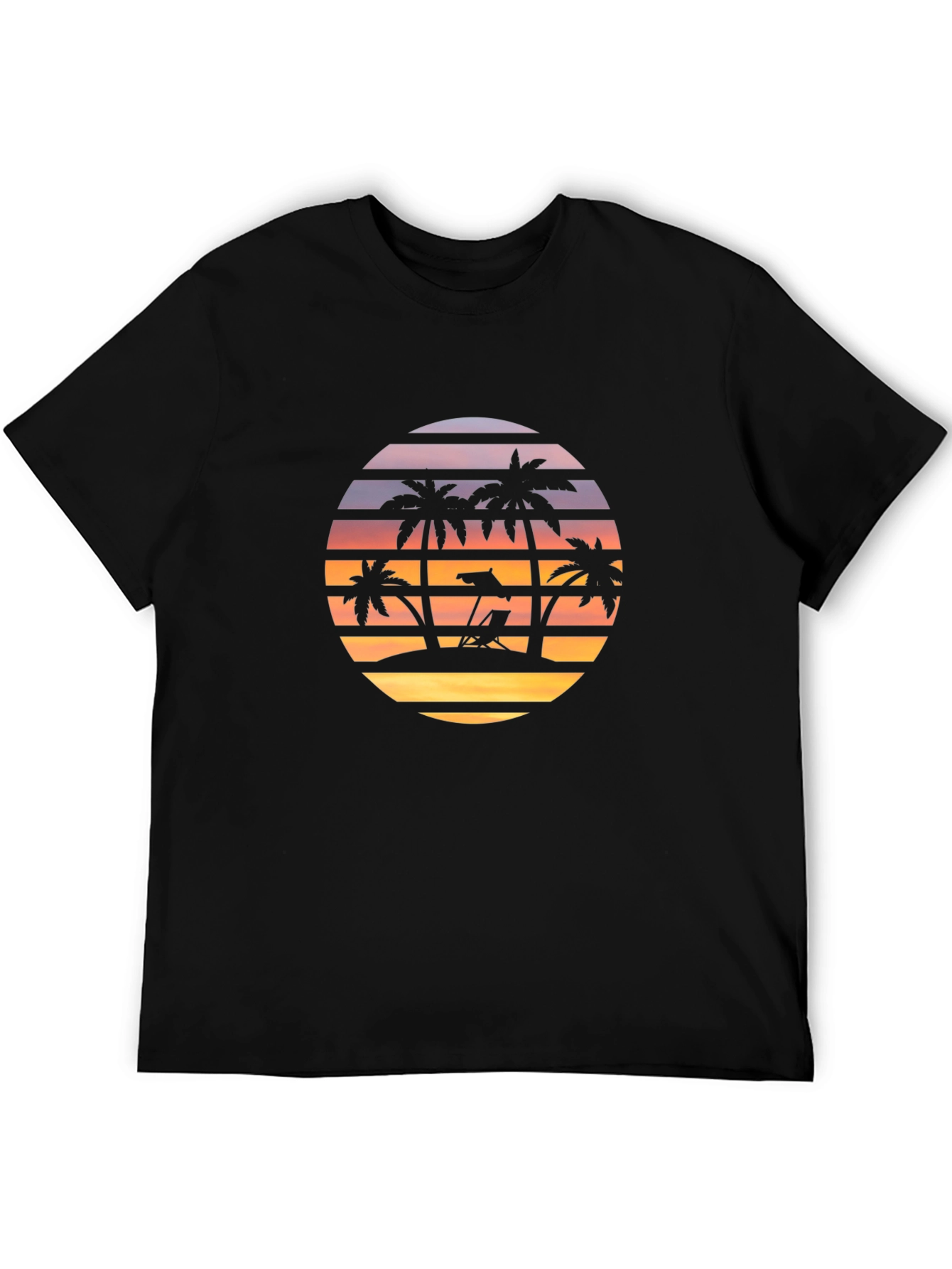 Sunset Beach Palm Tree Graphic T-Shirt