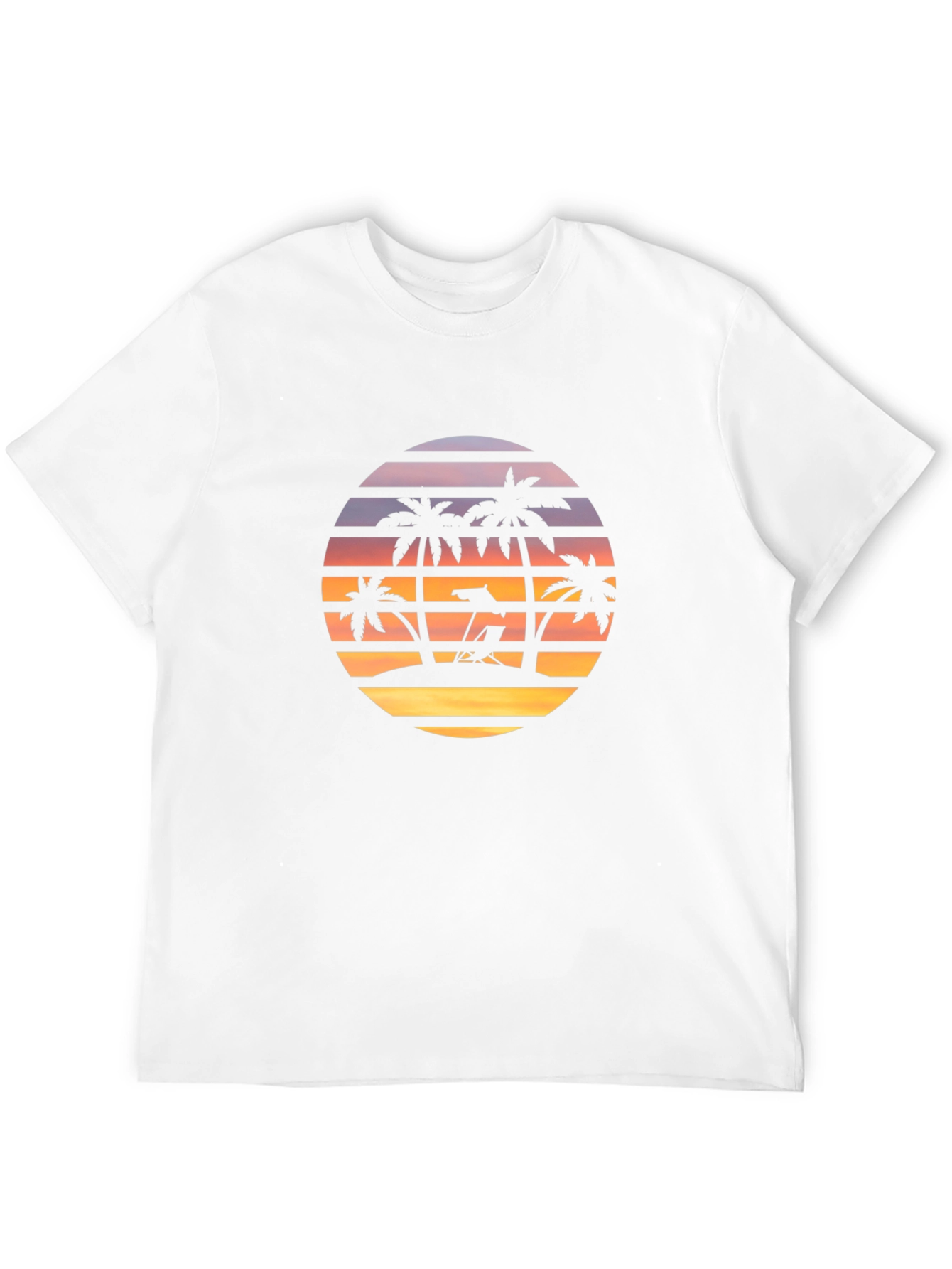 Sunset Beach Palm Tree Graphic T-Shirt