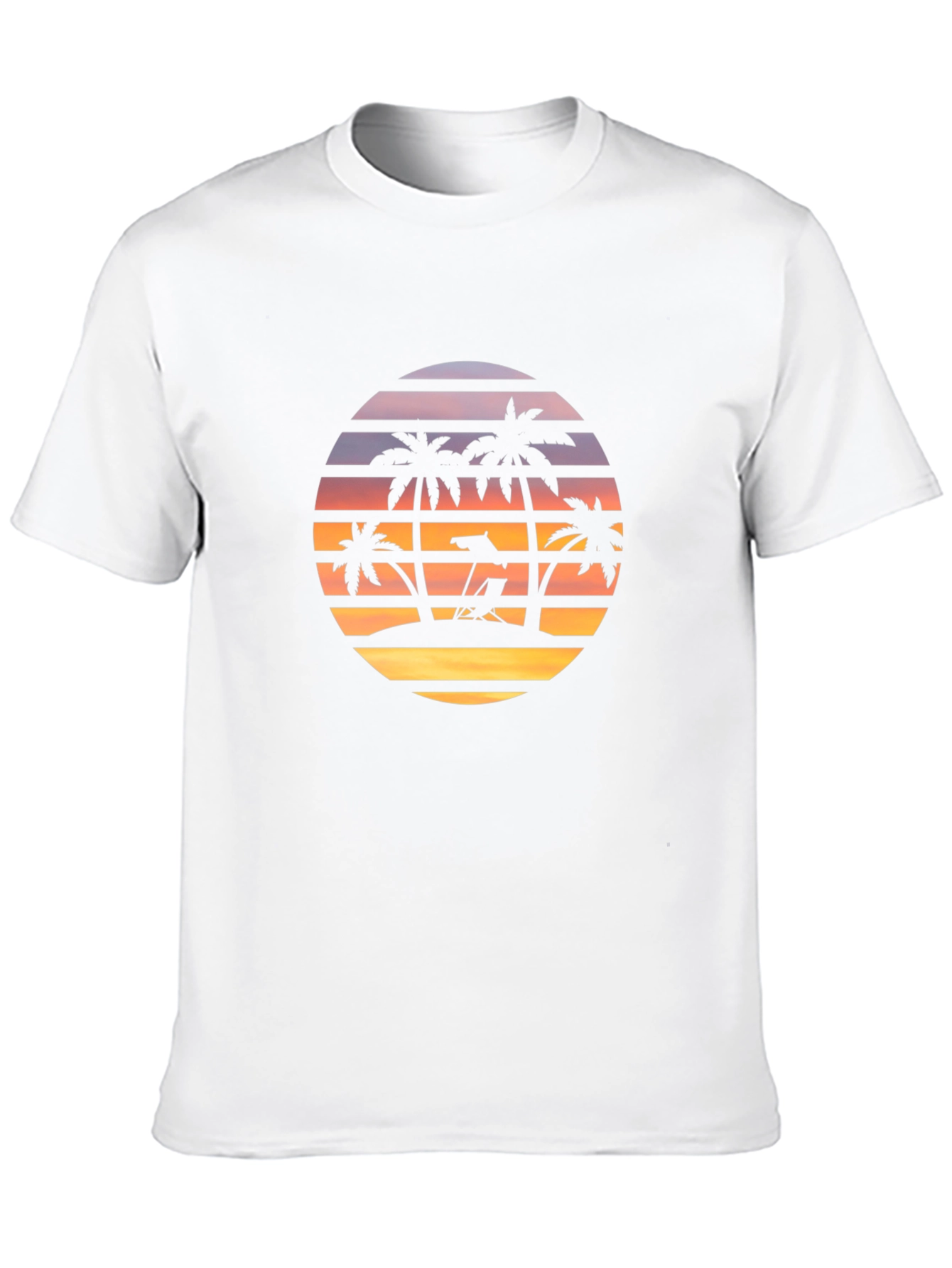 Sunset Beach Palm Tree Graphic T-Shirt