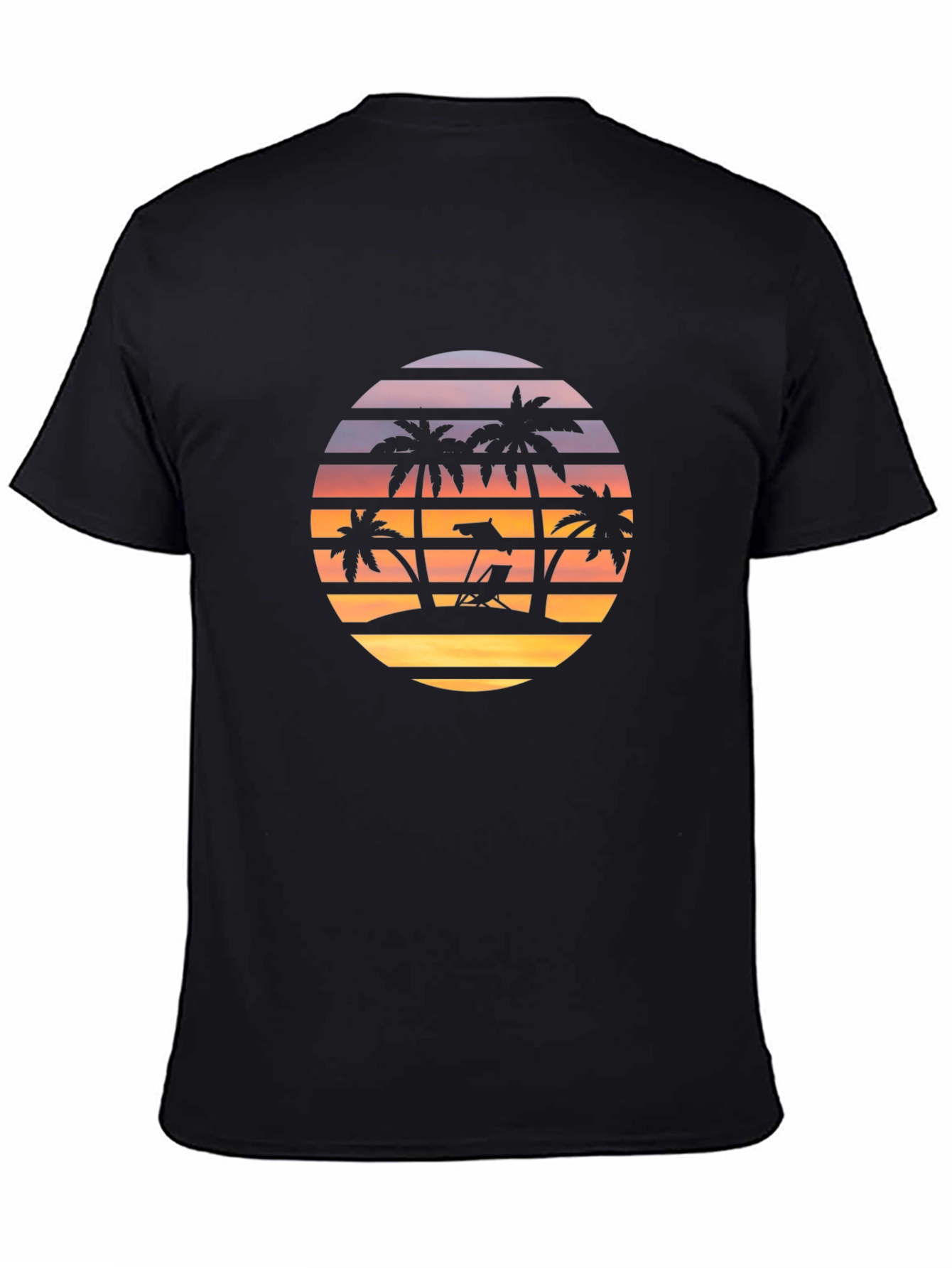 Sunset Beach Palm Tree Graphic T-Shirt