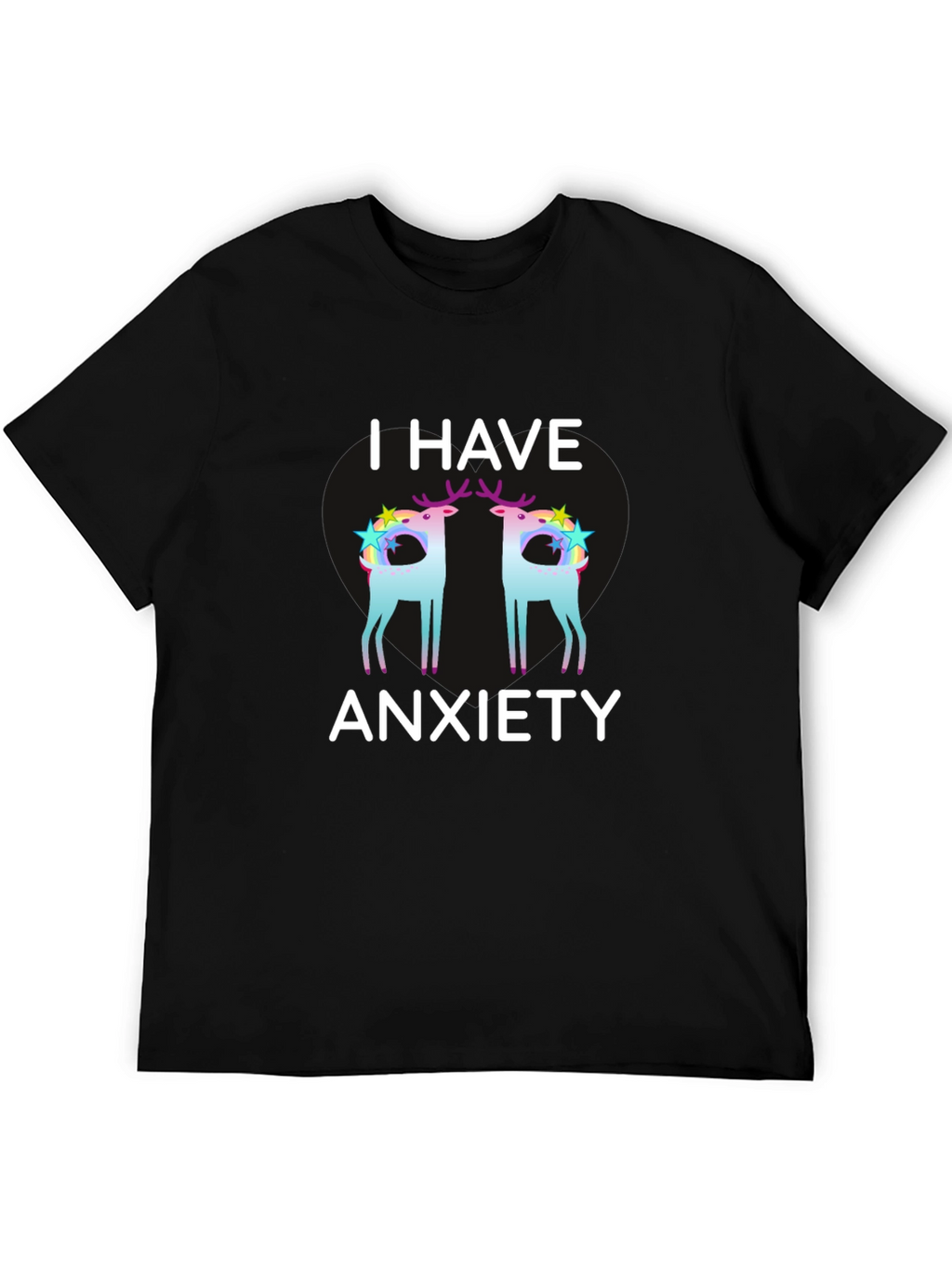 Anxiety Deer Graphic Tee - Black Unisex T-Shirt