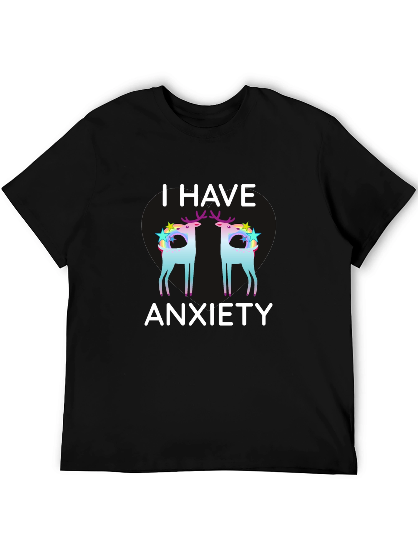 Anxiety Deer Graphic Tee - Black Unisex T-Shirt