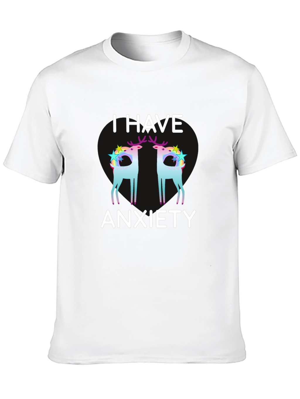 Anxiety Deer Graphic Tee - Black Unisex T-Shirt
