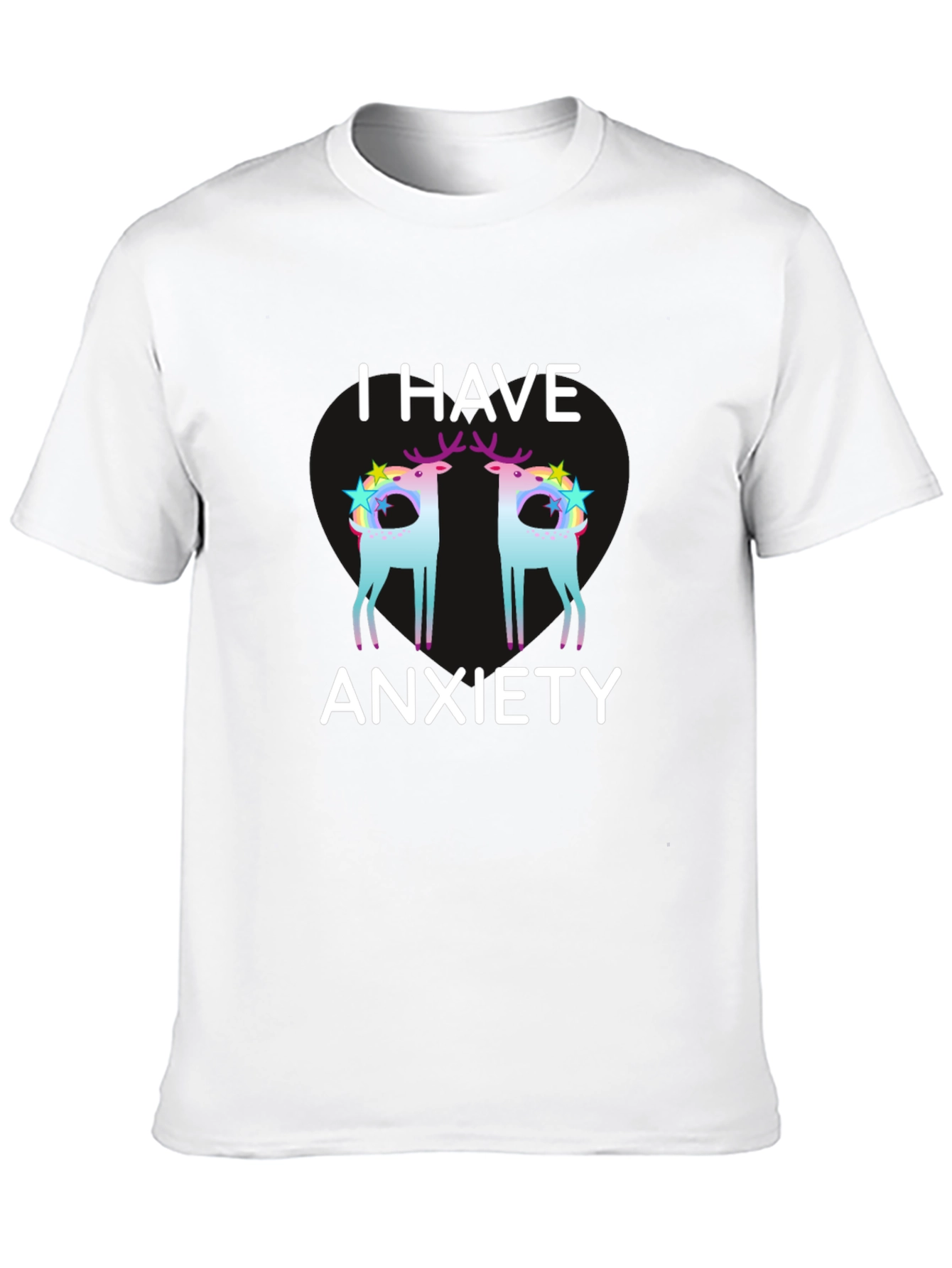 Anxiety Deer Graphic Tee - Black Unisex T-Shirt