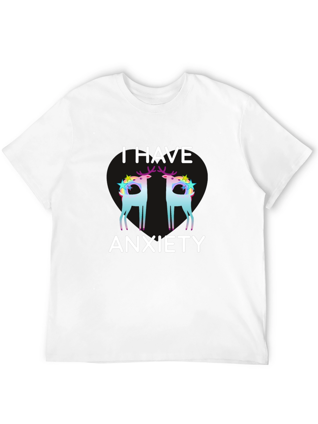Anxiety Deer Graphic Tee - Black Unisex T-Shirt