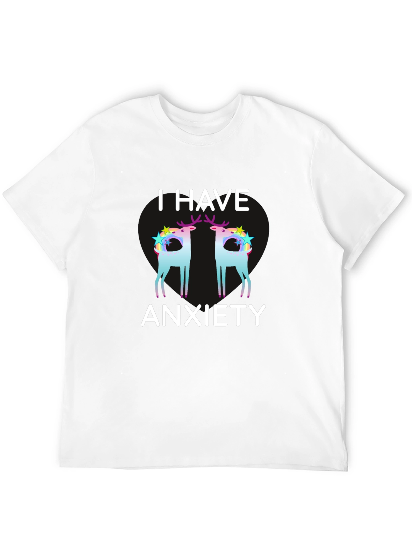Anxiety Deer Graphic Tee - Black Unisex T-Shirt
