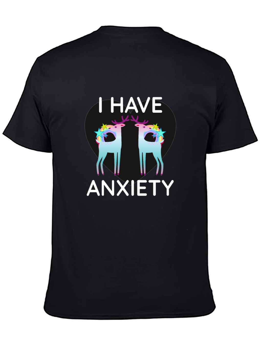 Anxiety Deer Graphic Tee - Black Unisex T-Shirt