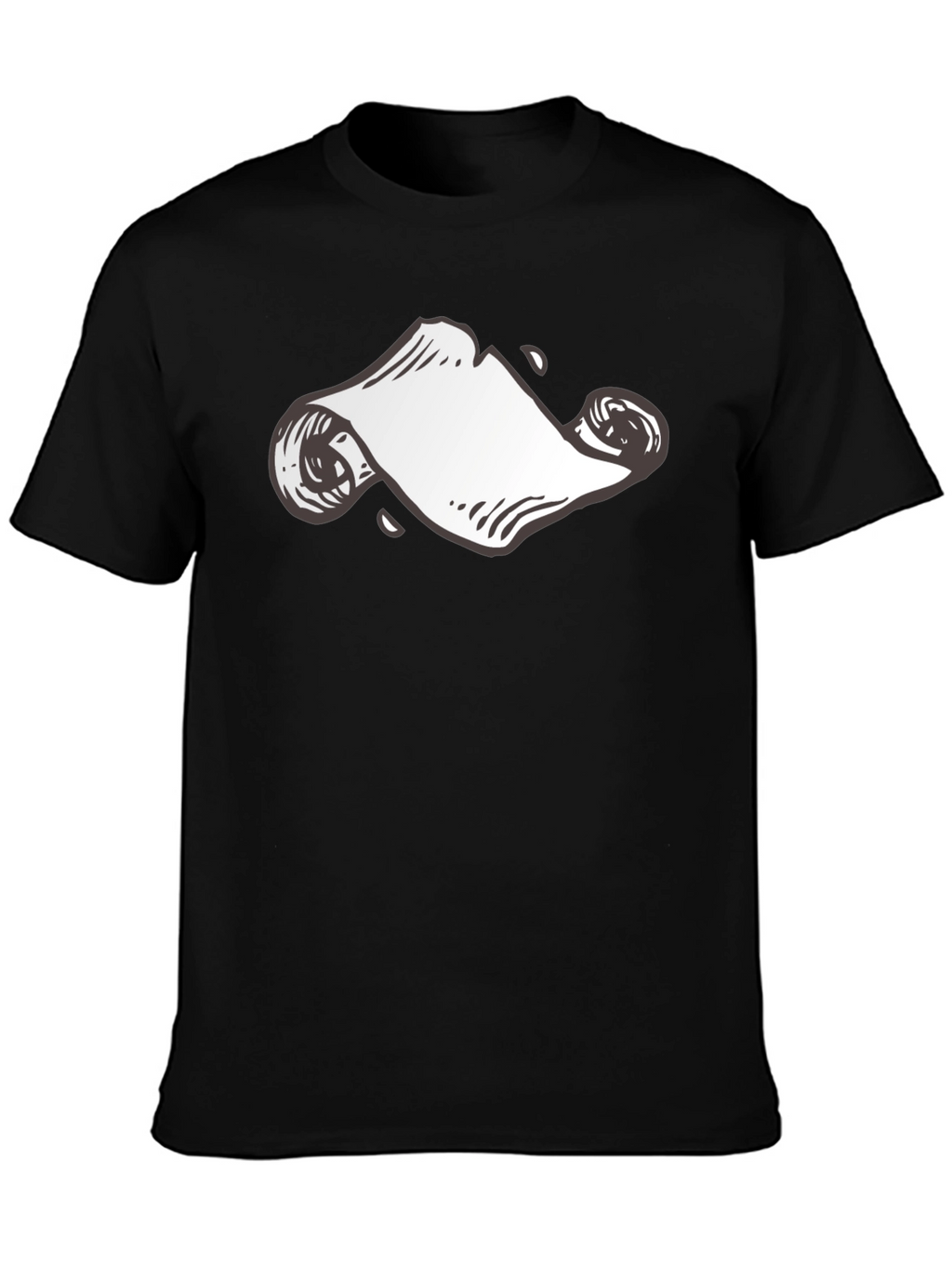 Black T-Shirt with Scroll Design
