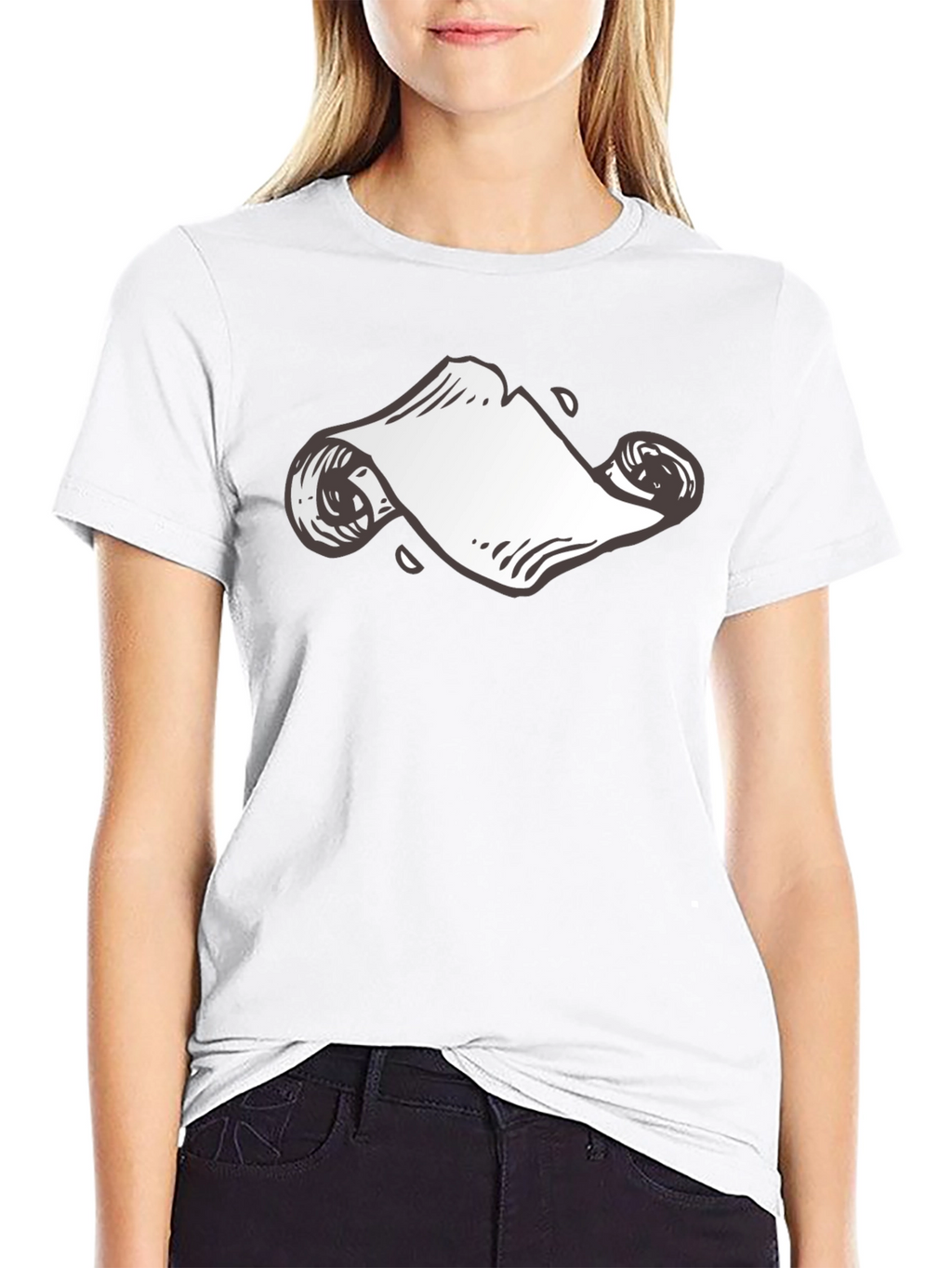 Black T-Shirt with Scroll Design