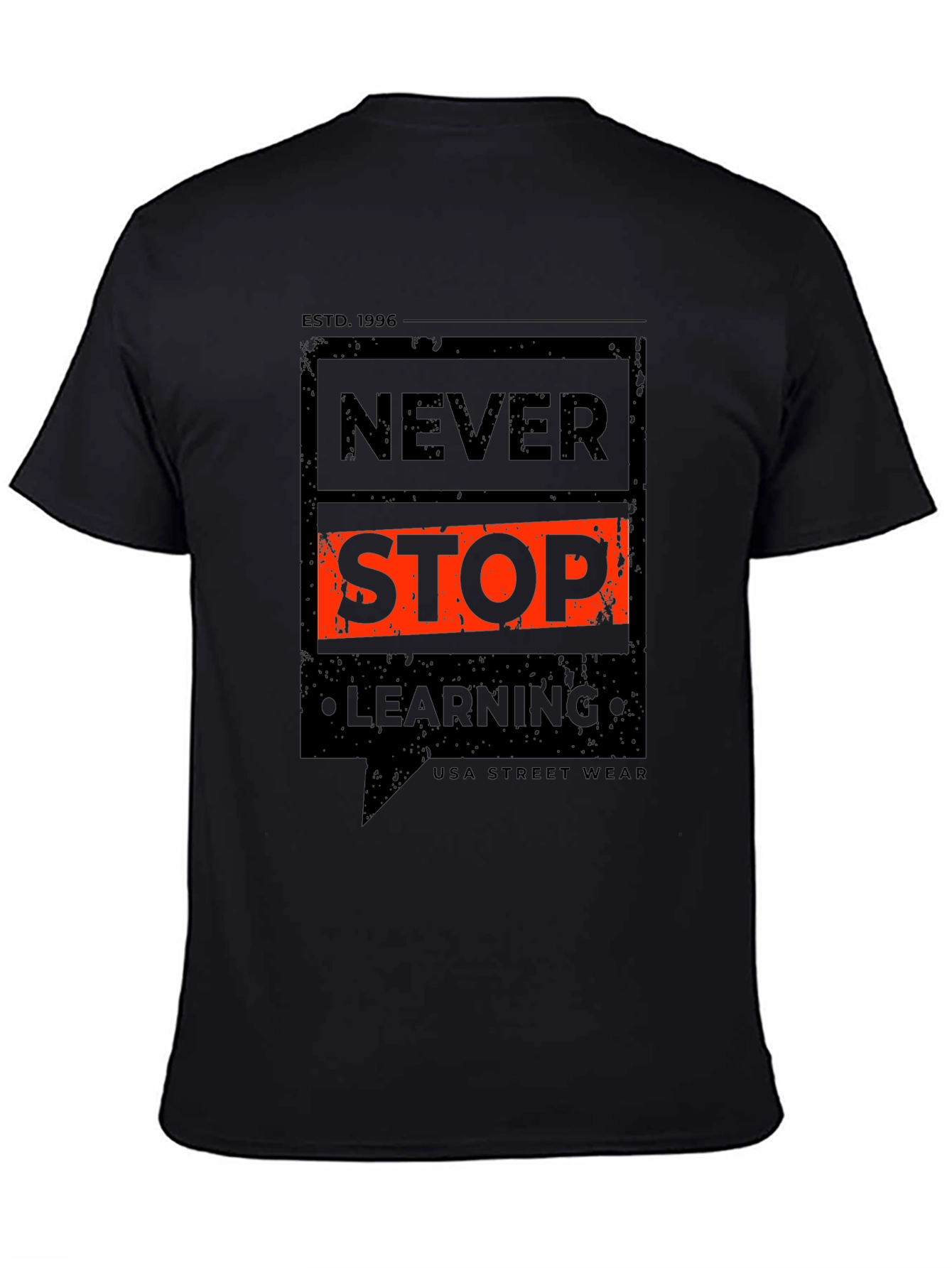 Never Stop Learning Graphic Tee - Black
