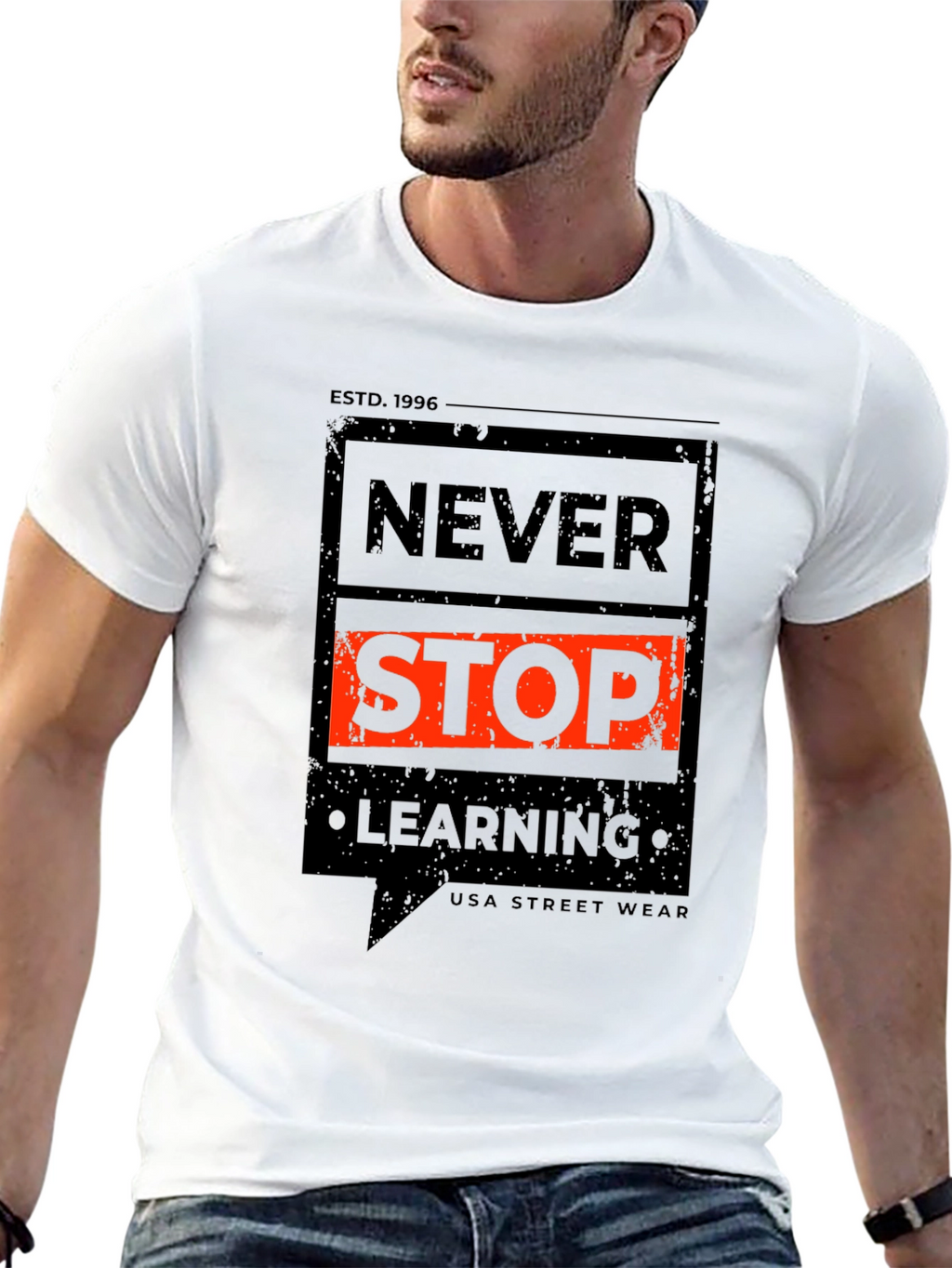 Never Stop Learning Graphic Tee - Black