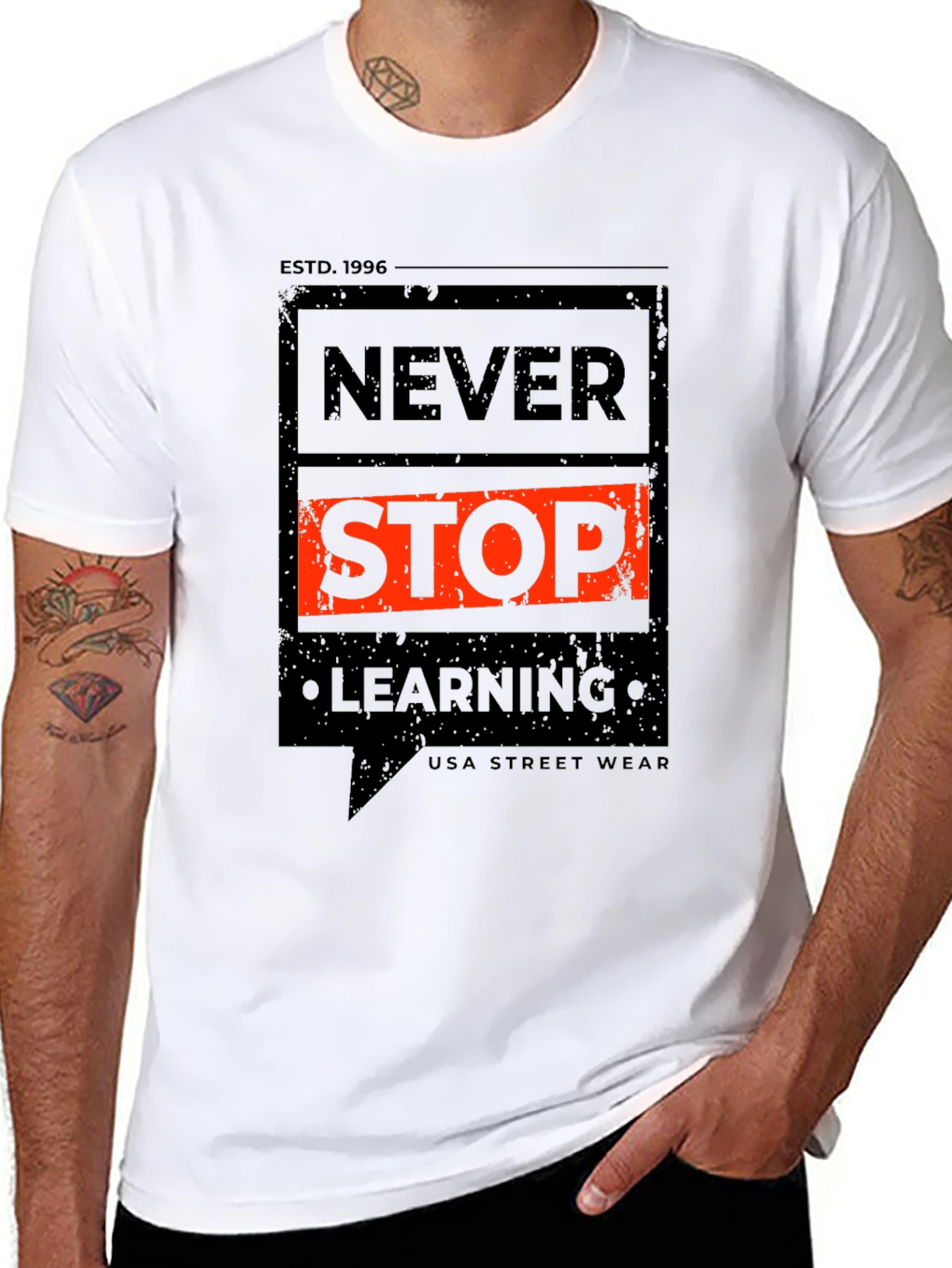 Never Stop Learning Graphic Tee - Black