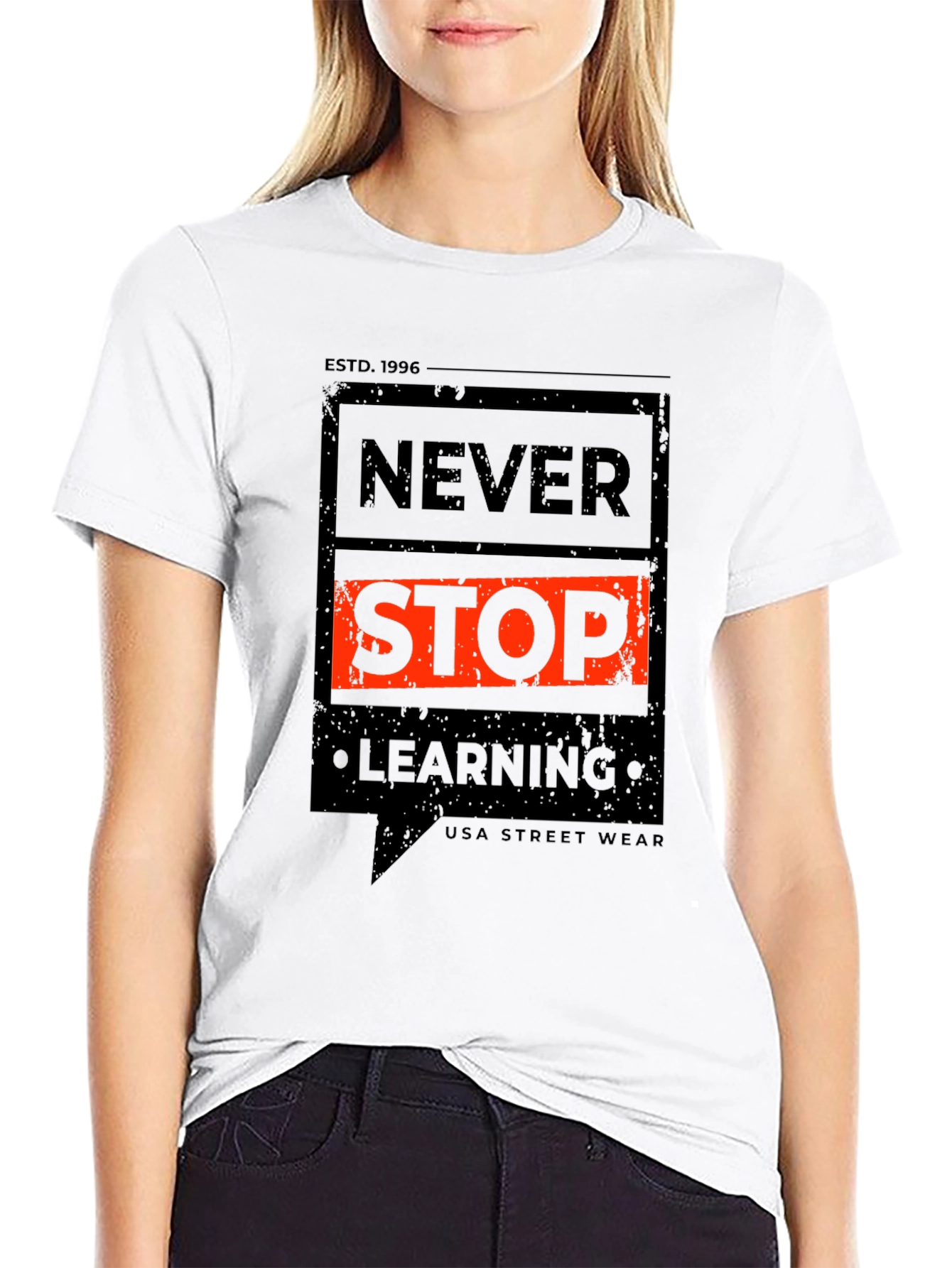 Never Stop Learning Graphic Tee - Black