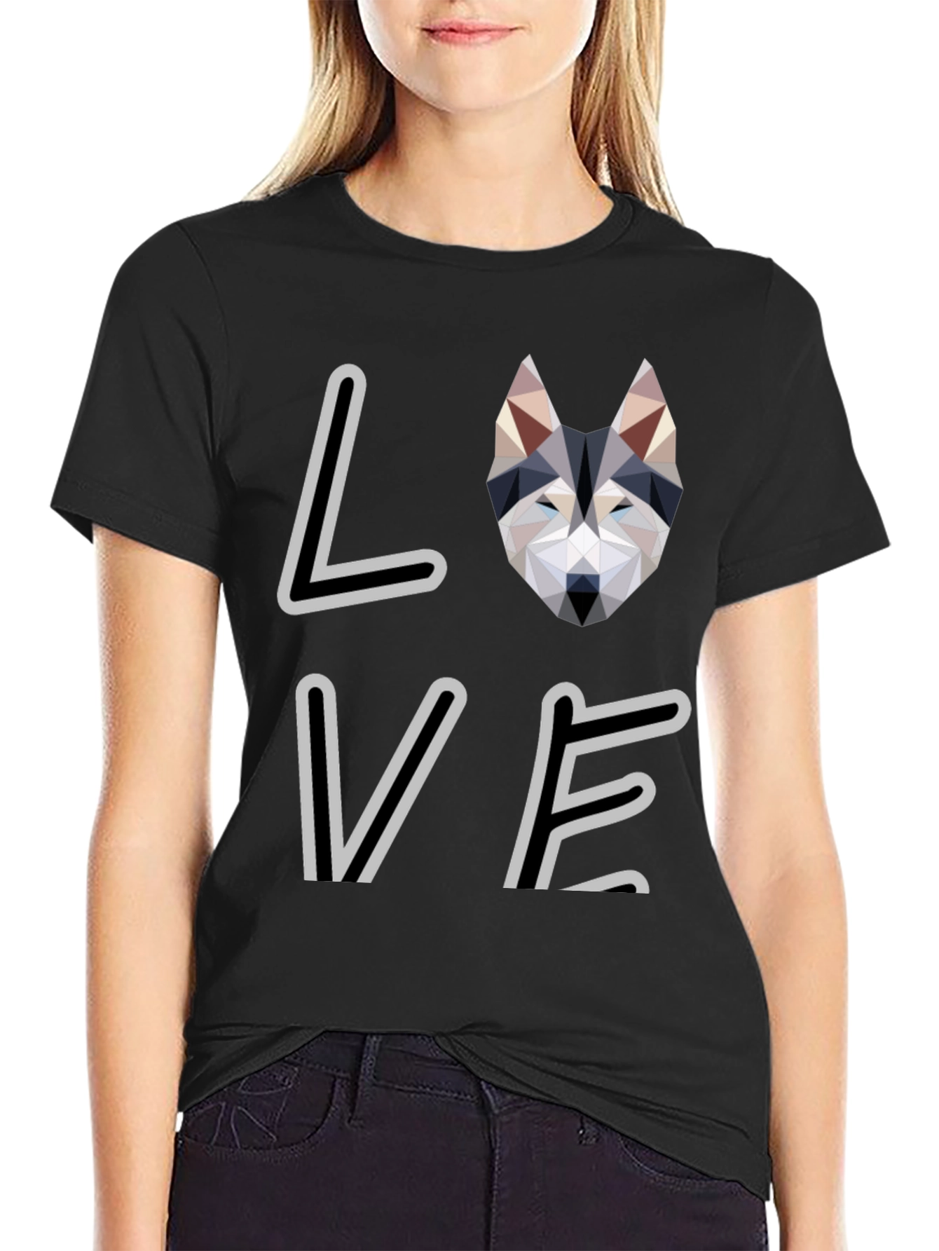 Geometric Dog Love Graphic T-Shirt