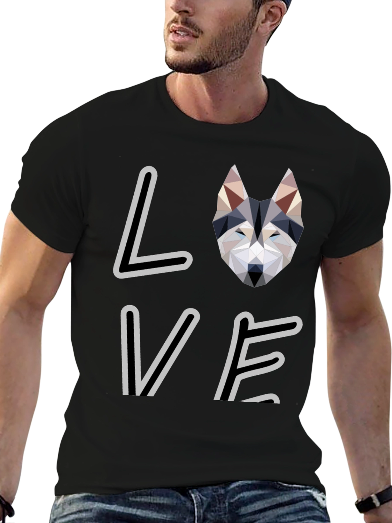 Geometric Dog Love Graphic T-Shirt