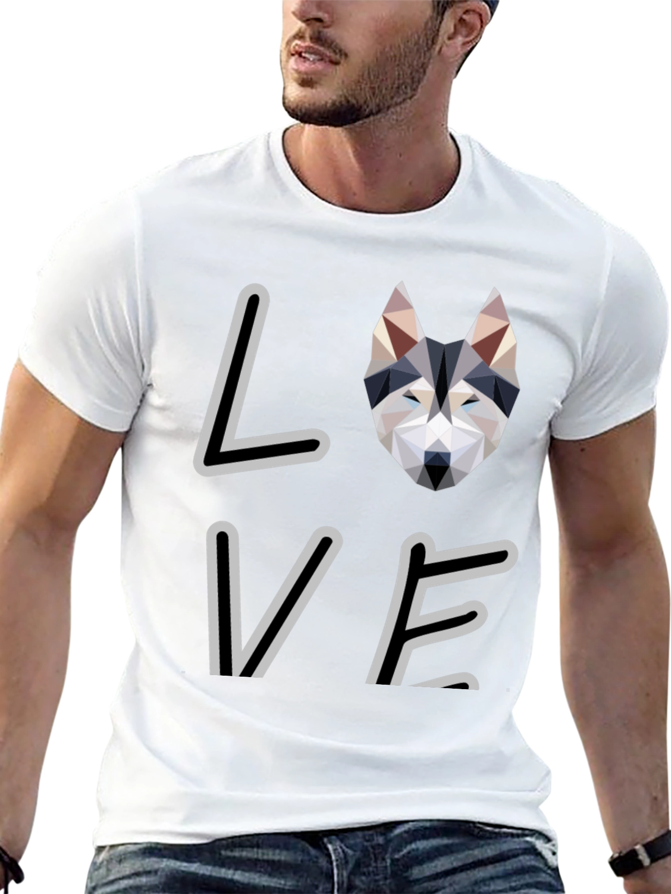Geometric Dog Love Graphic T-Shirt