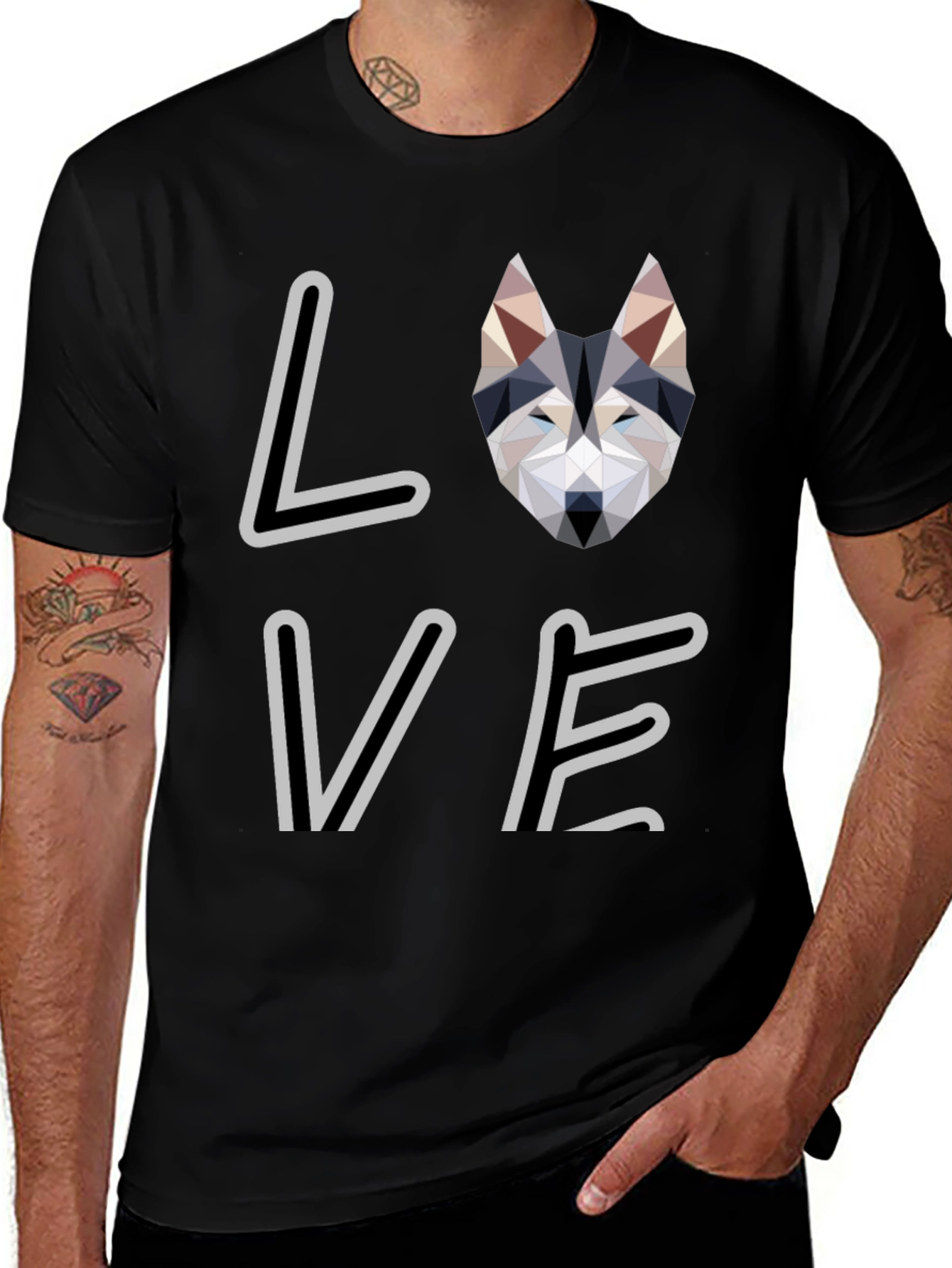 Geometric Dog Love Graphic T-Shirt