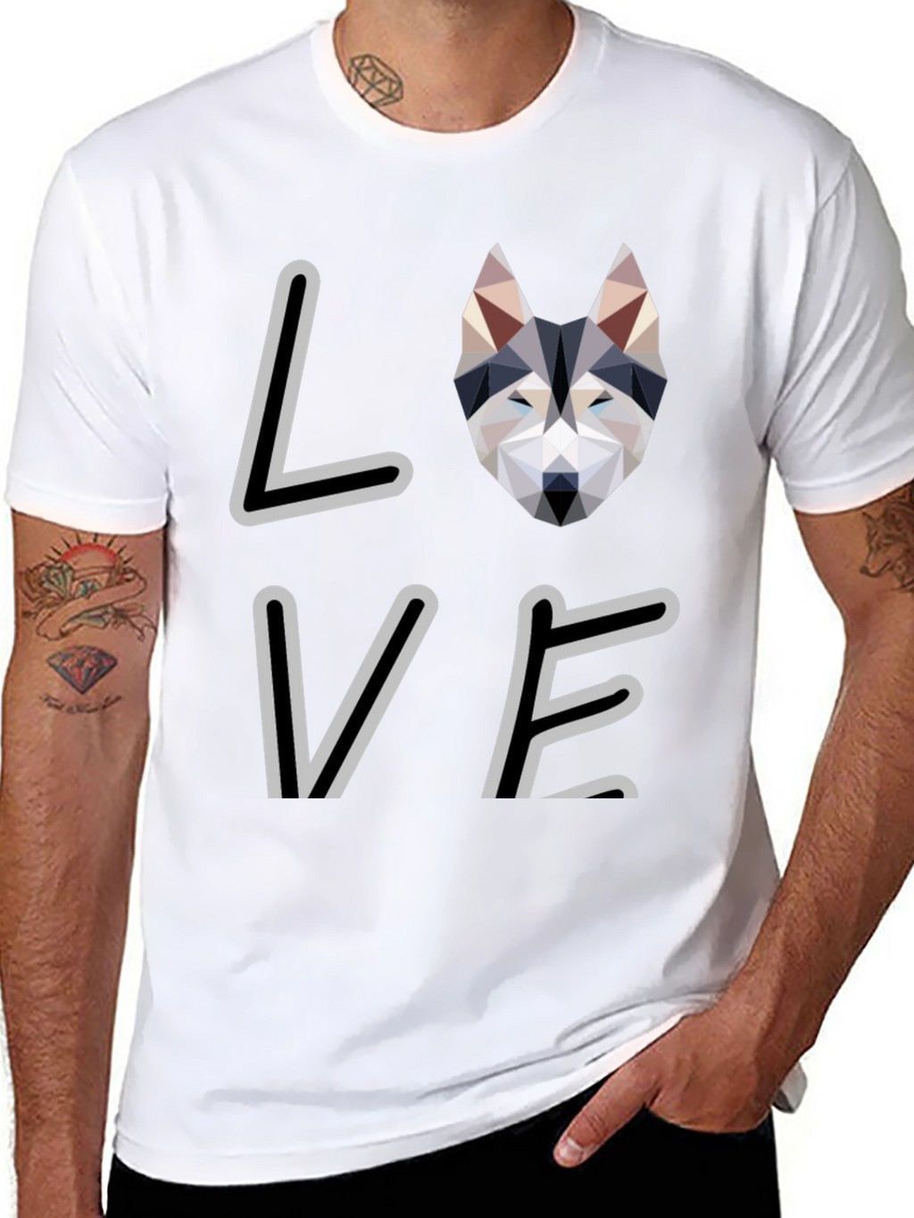 Geometric Dog Love Graphic T-Shirt