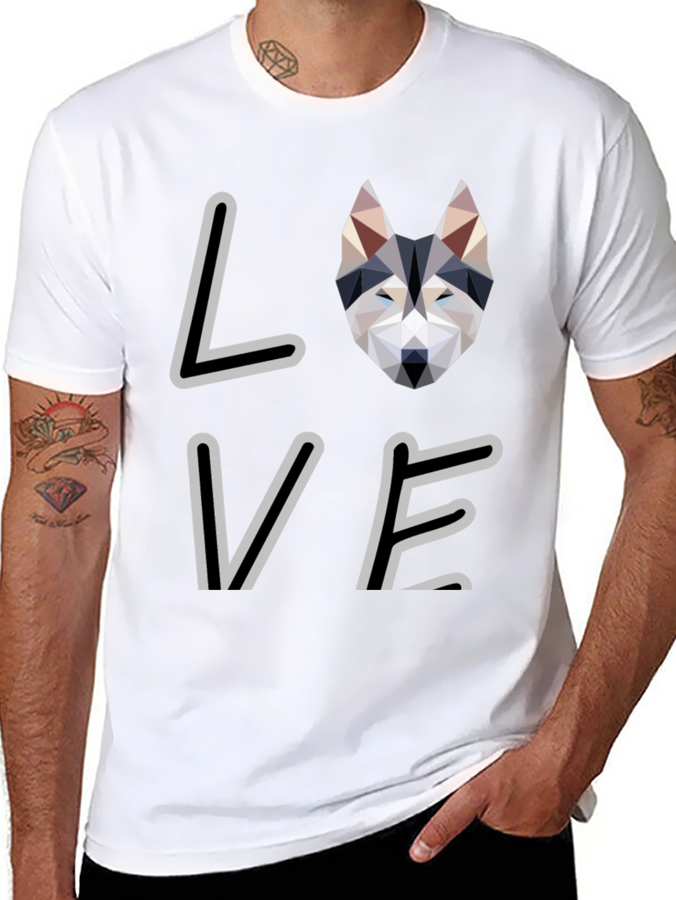 Geometric Dog Love Graphic T-Shirt